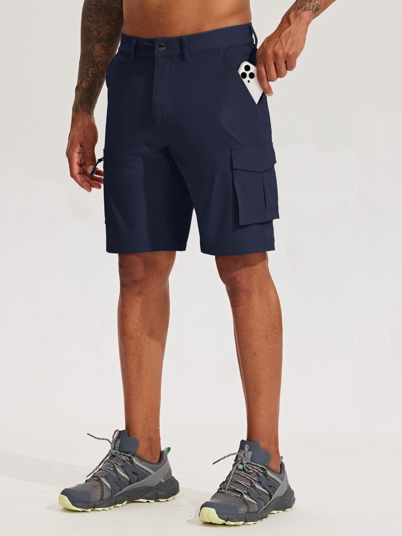 Men's Stretch Cargo Shorts 9 Inch_DeepBlue1