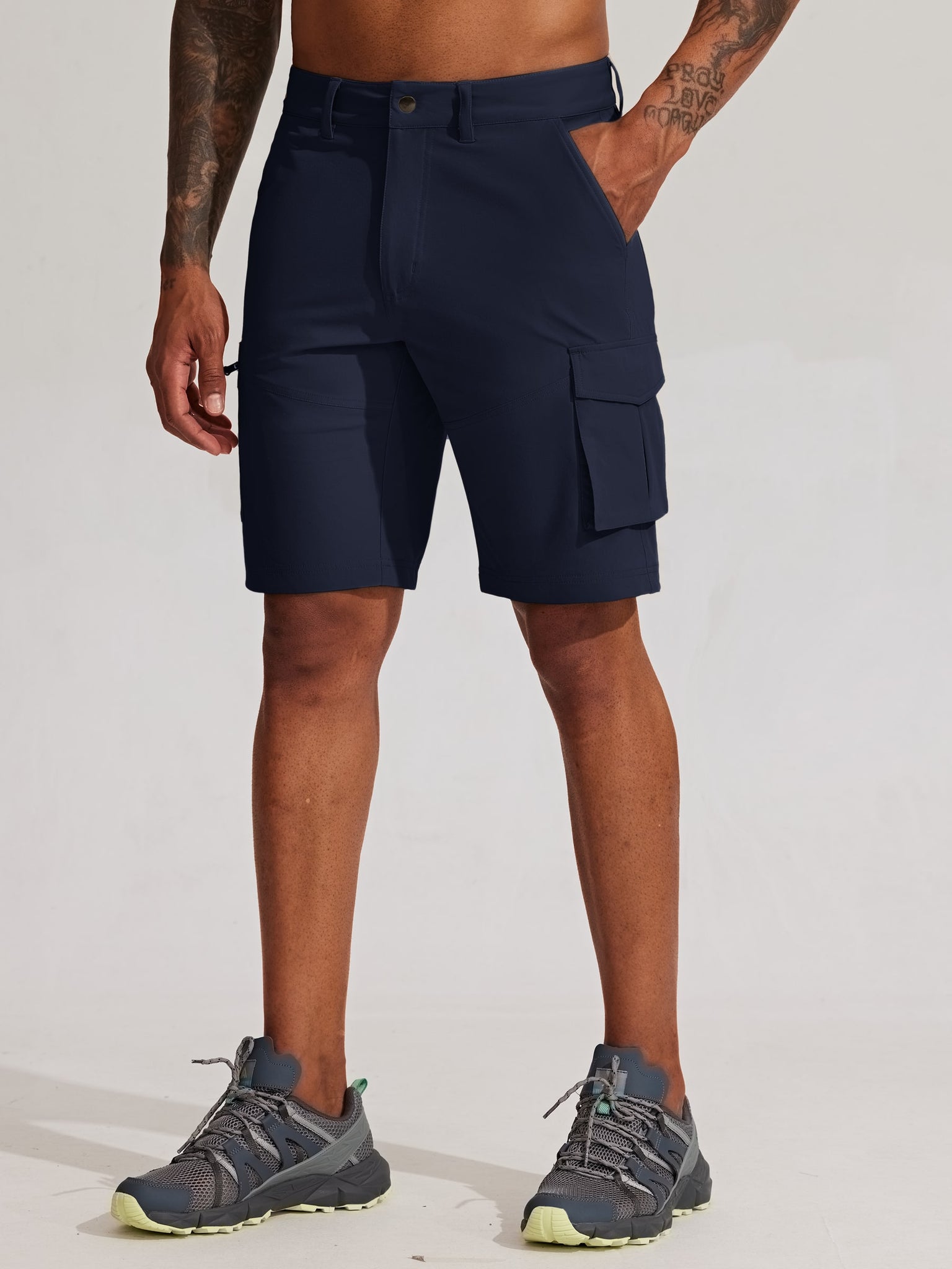 Men's Stretch Cargo Shorts 9 Inch_DeepBlue4