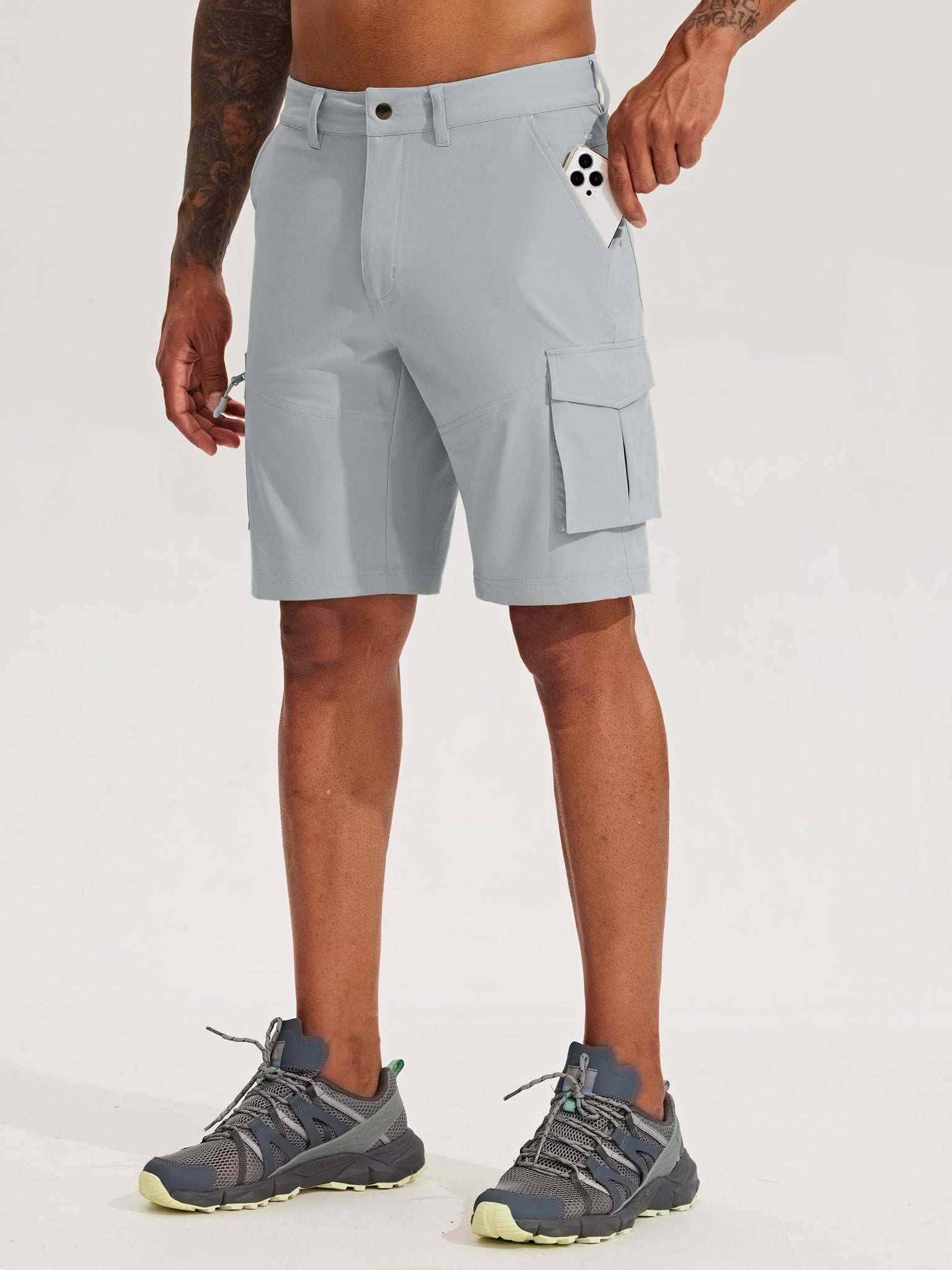 Men's Stretch Cargo Shorts 9 Inch_Gray1