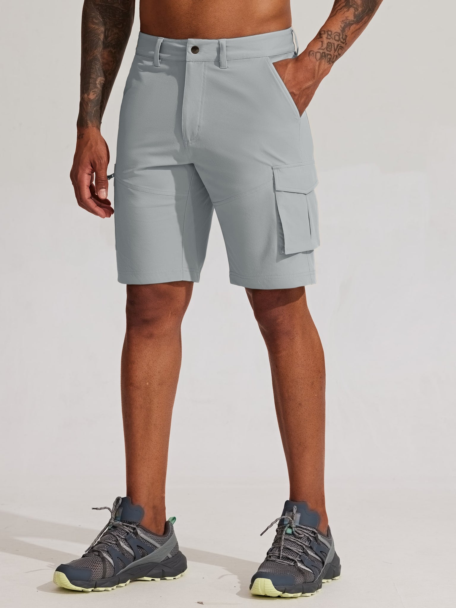 Men's Stretch Cargo Shorts 9 Inch_Gray4