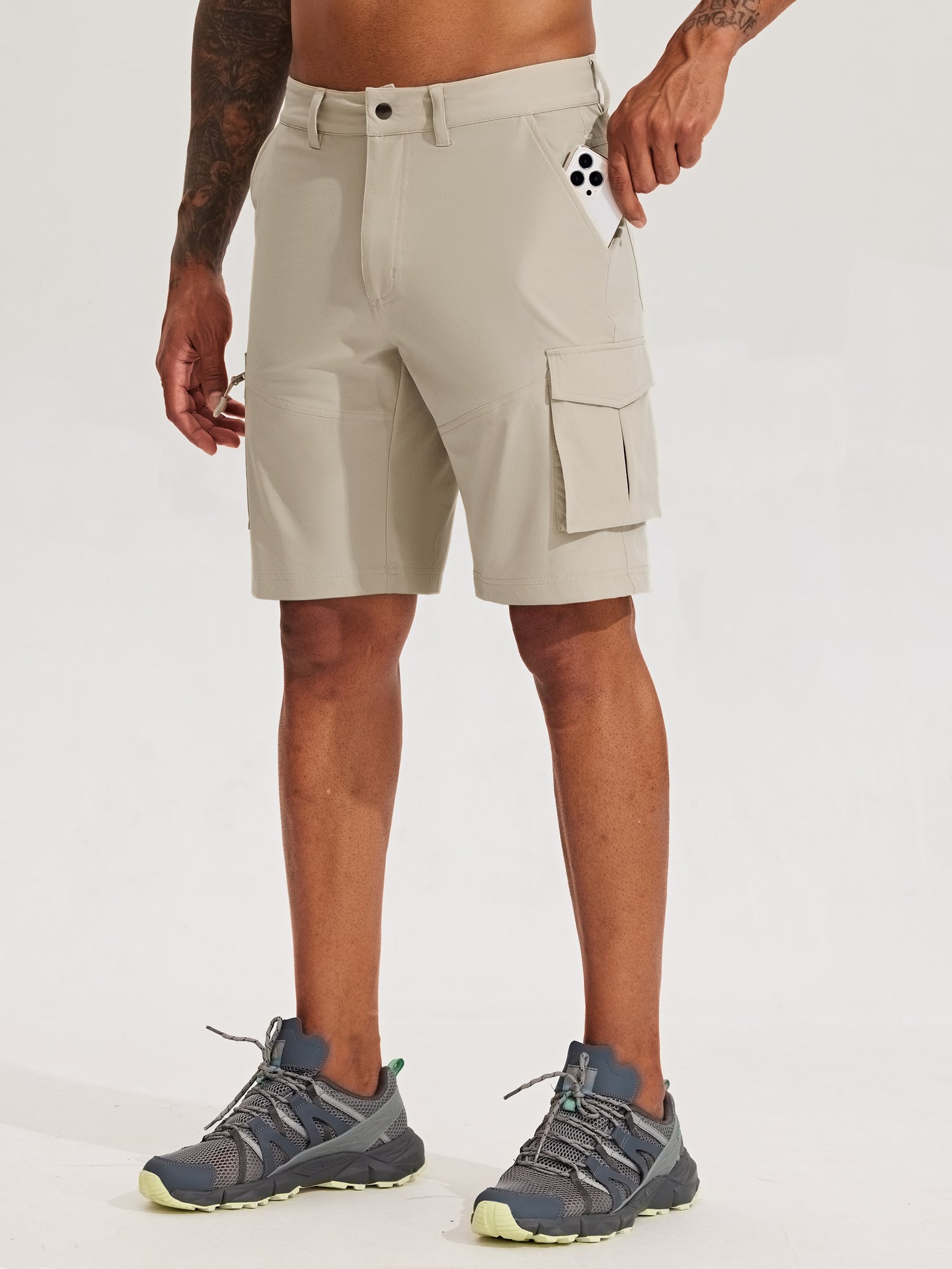 Men's Stretch Cargo Shorts 9 Inch_Khaki1