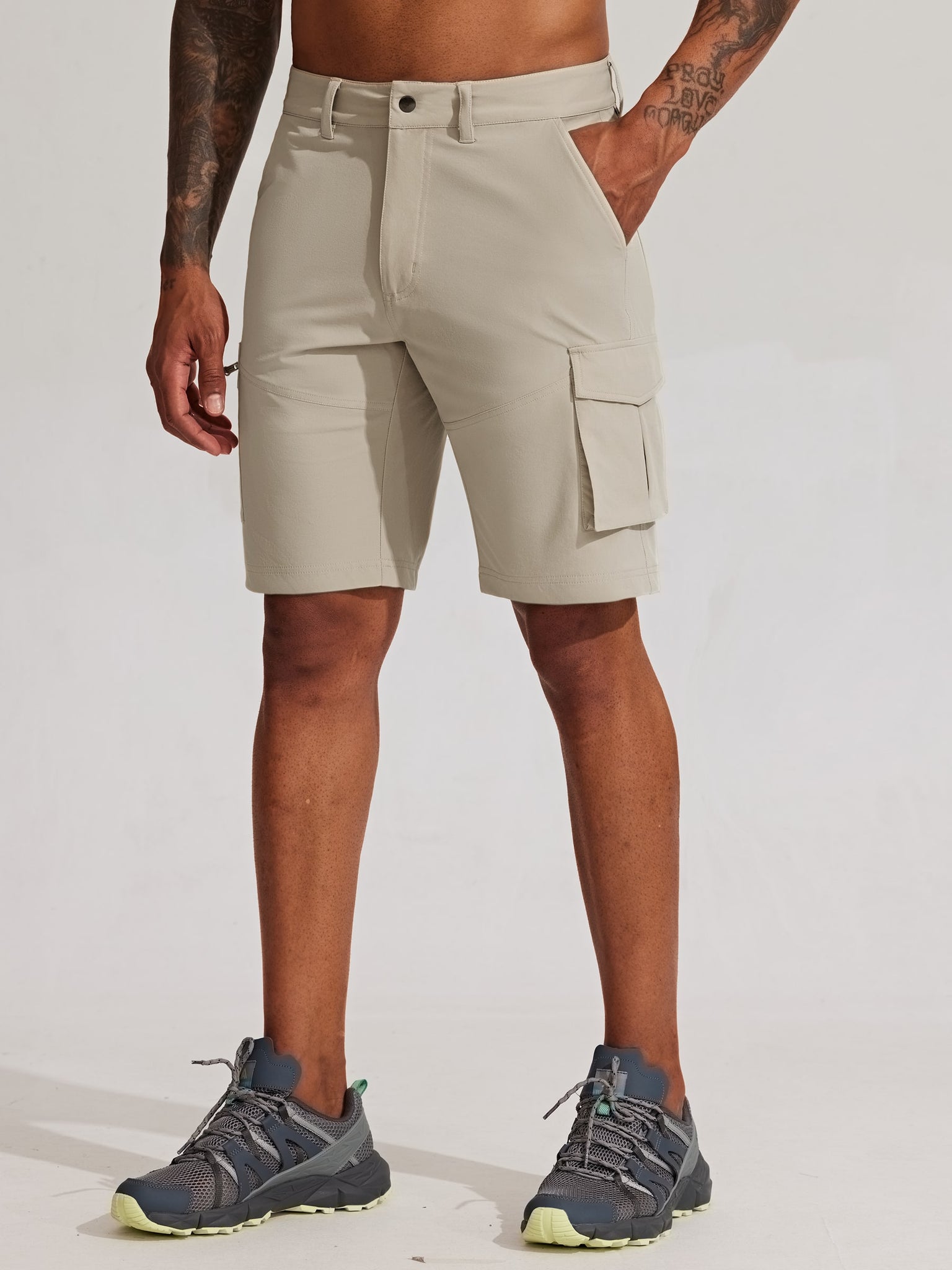 Men's Stretch Cargo Shorts 9 Inch_Khaki4