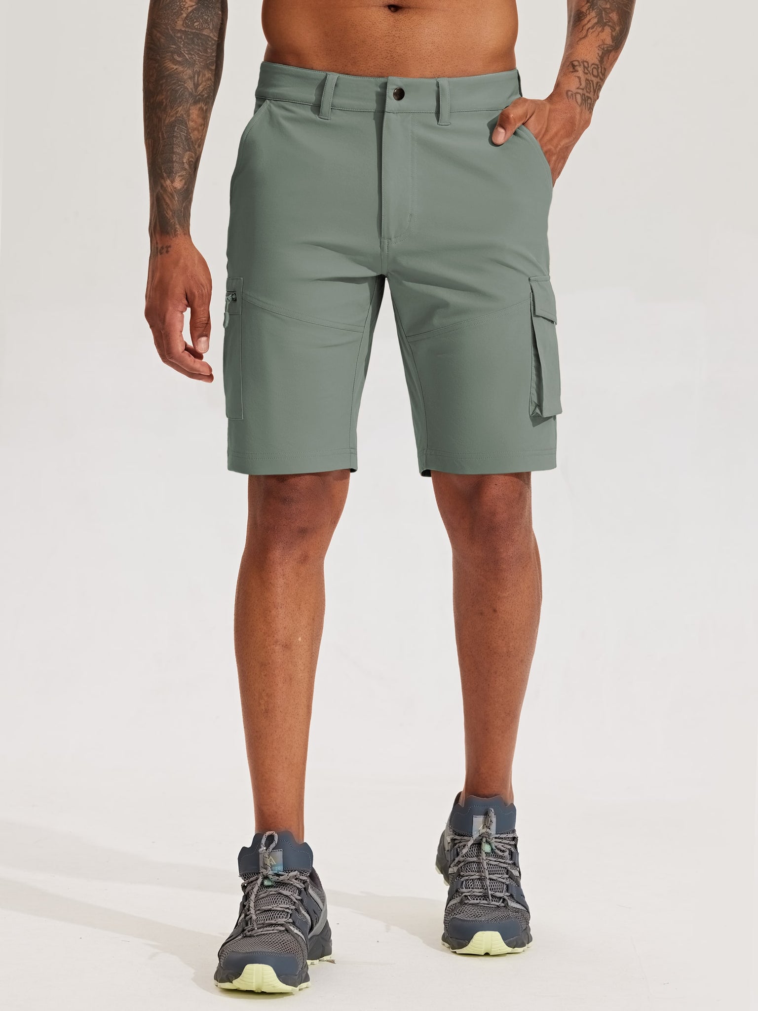 Men's Stretch Cargo Shorts 9 Inch_Green5