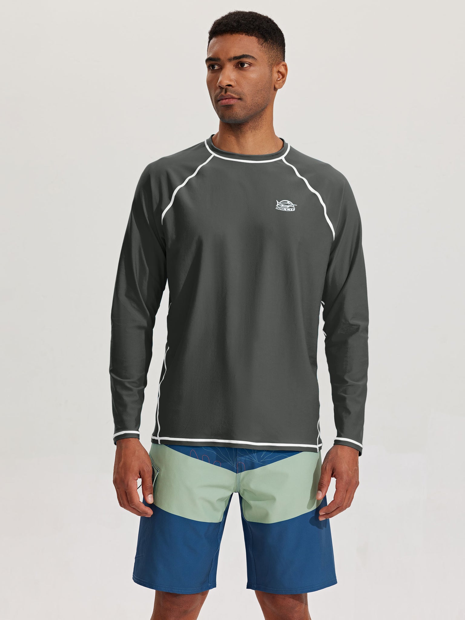 Men's Sun Protection Long Sleeve Shirt_DeepGray_model2