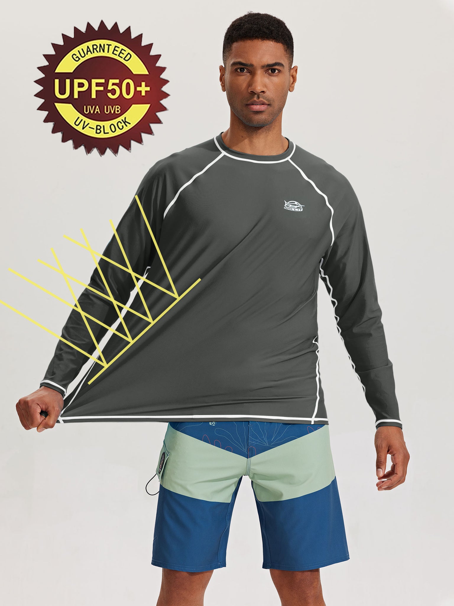 Men's Sun Protection Long Sleeve Shirt_DeepGray_model4