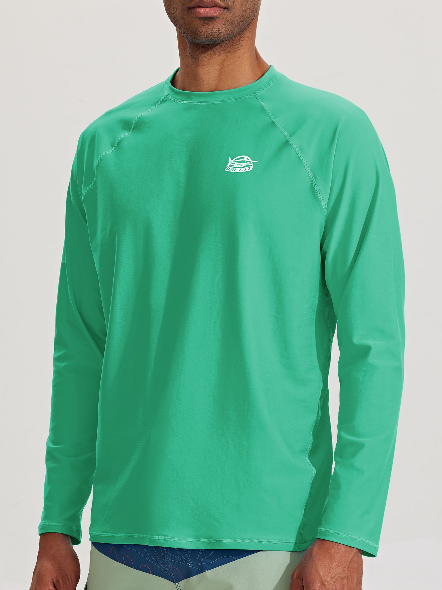 Men's Sun Protection Long Sleeve Shirt_Green_model1