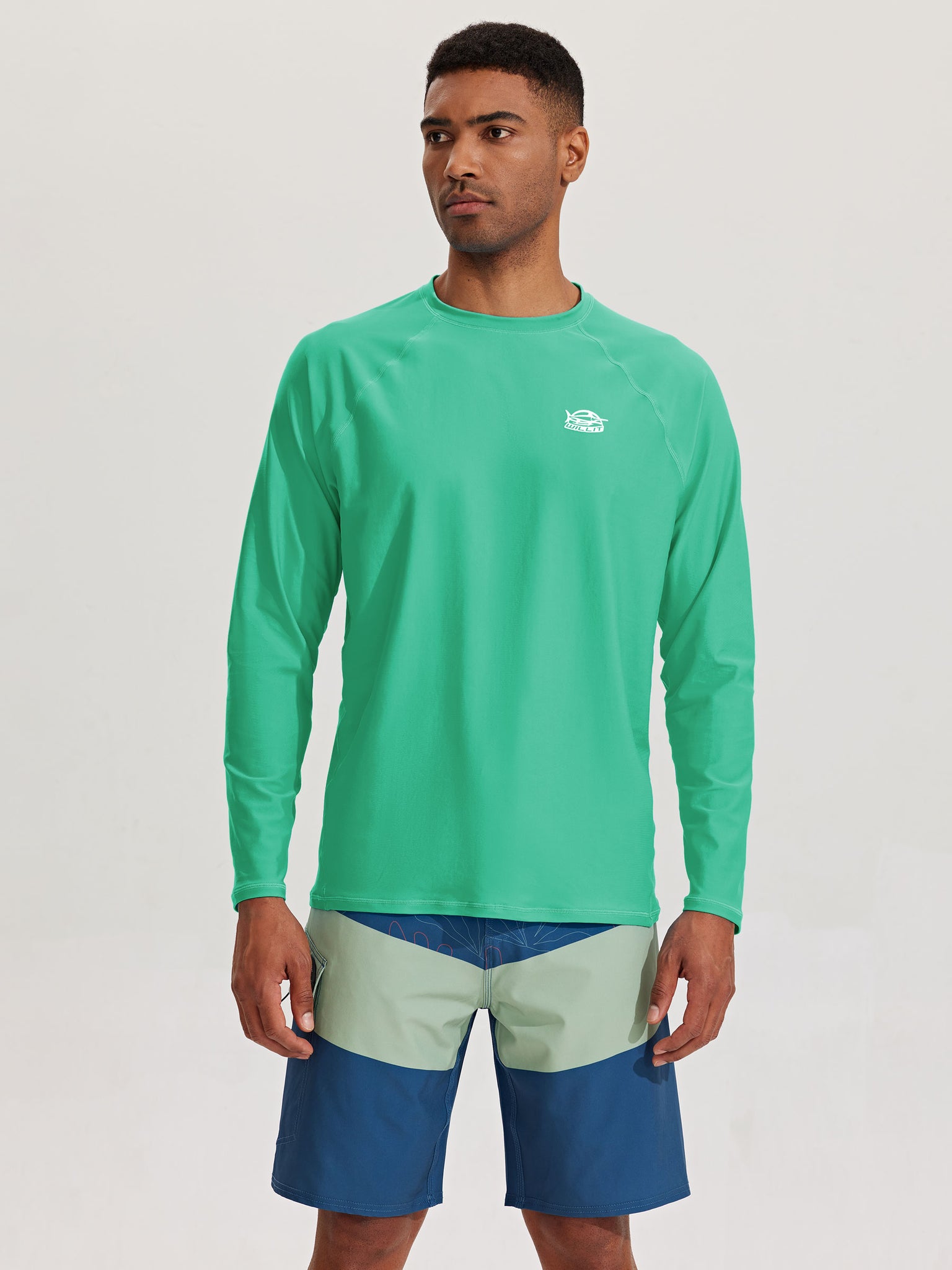 Men's Sun Protection Long Sleeve Shirt_Green_model2