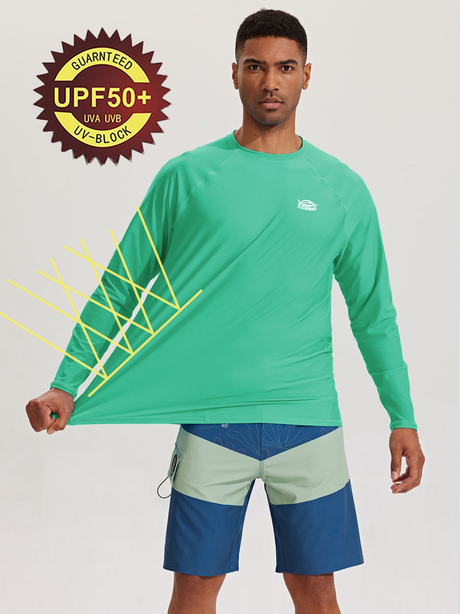 Men's Sun Protection Long Sleeve Shirt_Green_model4