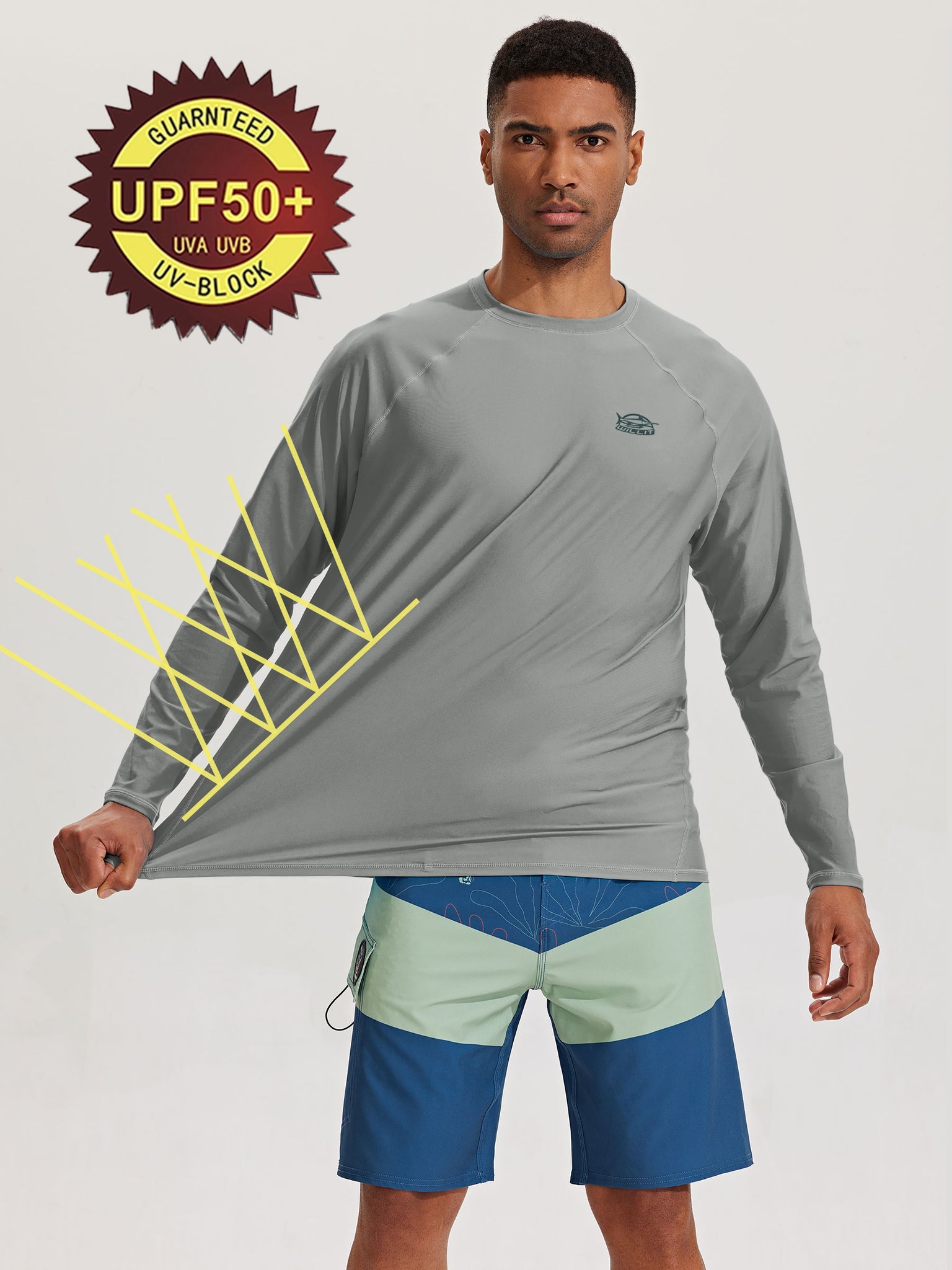 Men's Sun Protection Long Sleeve Shirt_Gray_model4