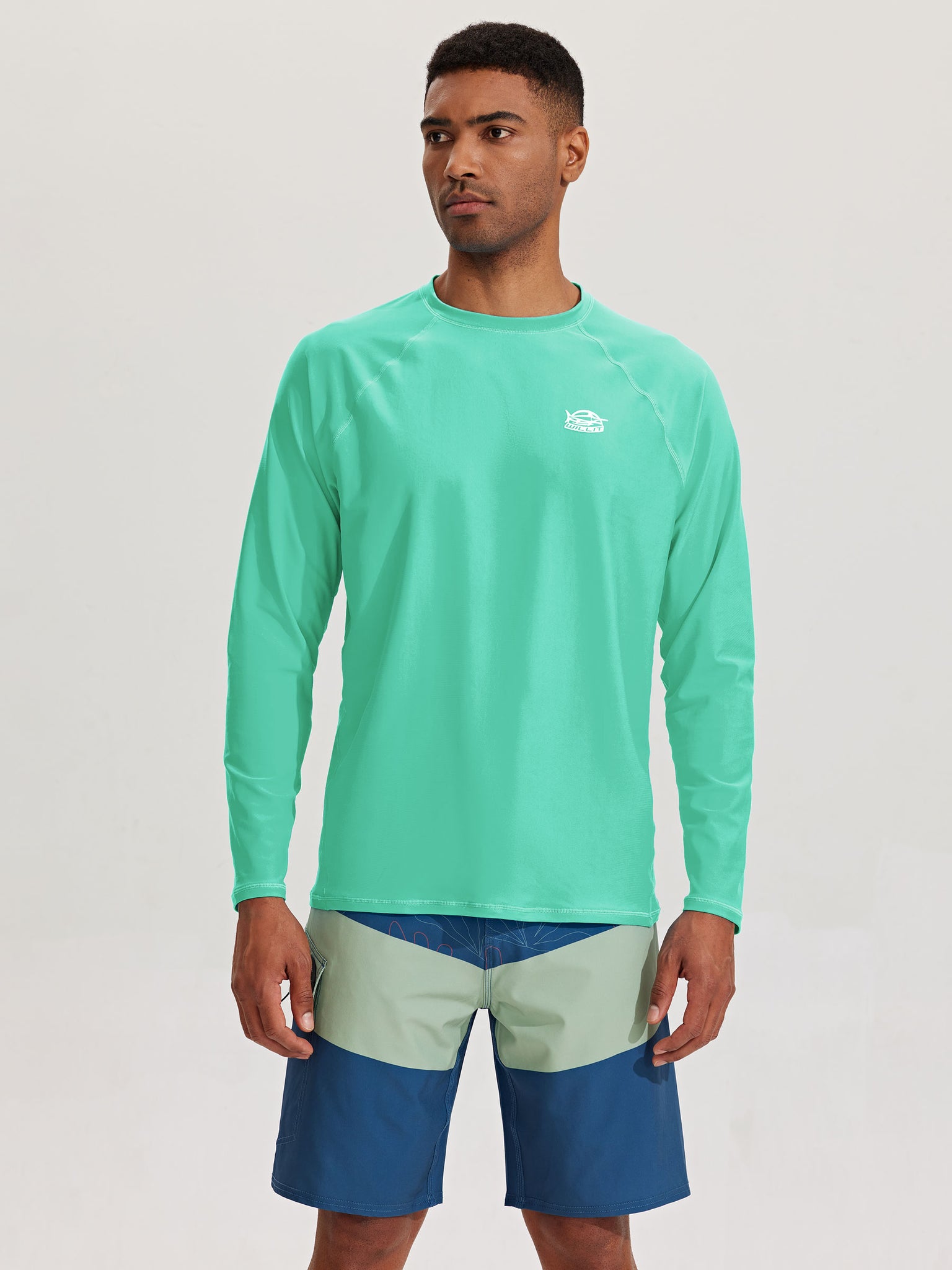 Men's Sun Protection Long Sleeve Shirt_LightGreen_model2