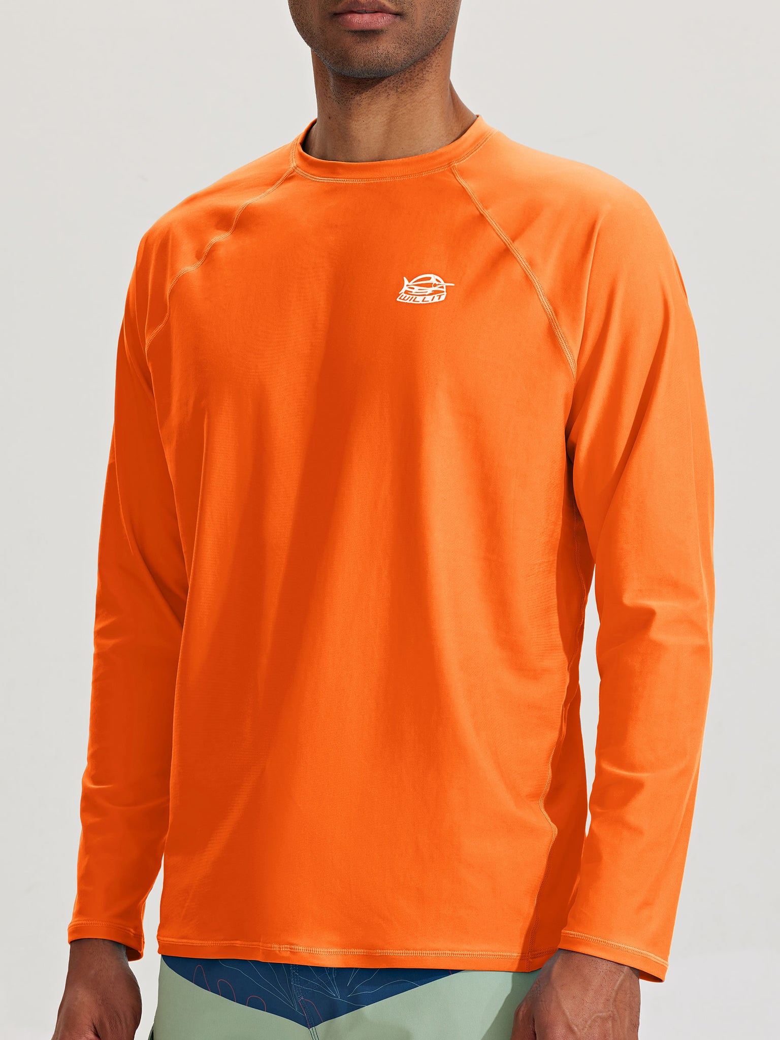 Men's Sun Protection Long Sleeve Shirt_Orange_model1