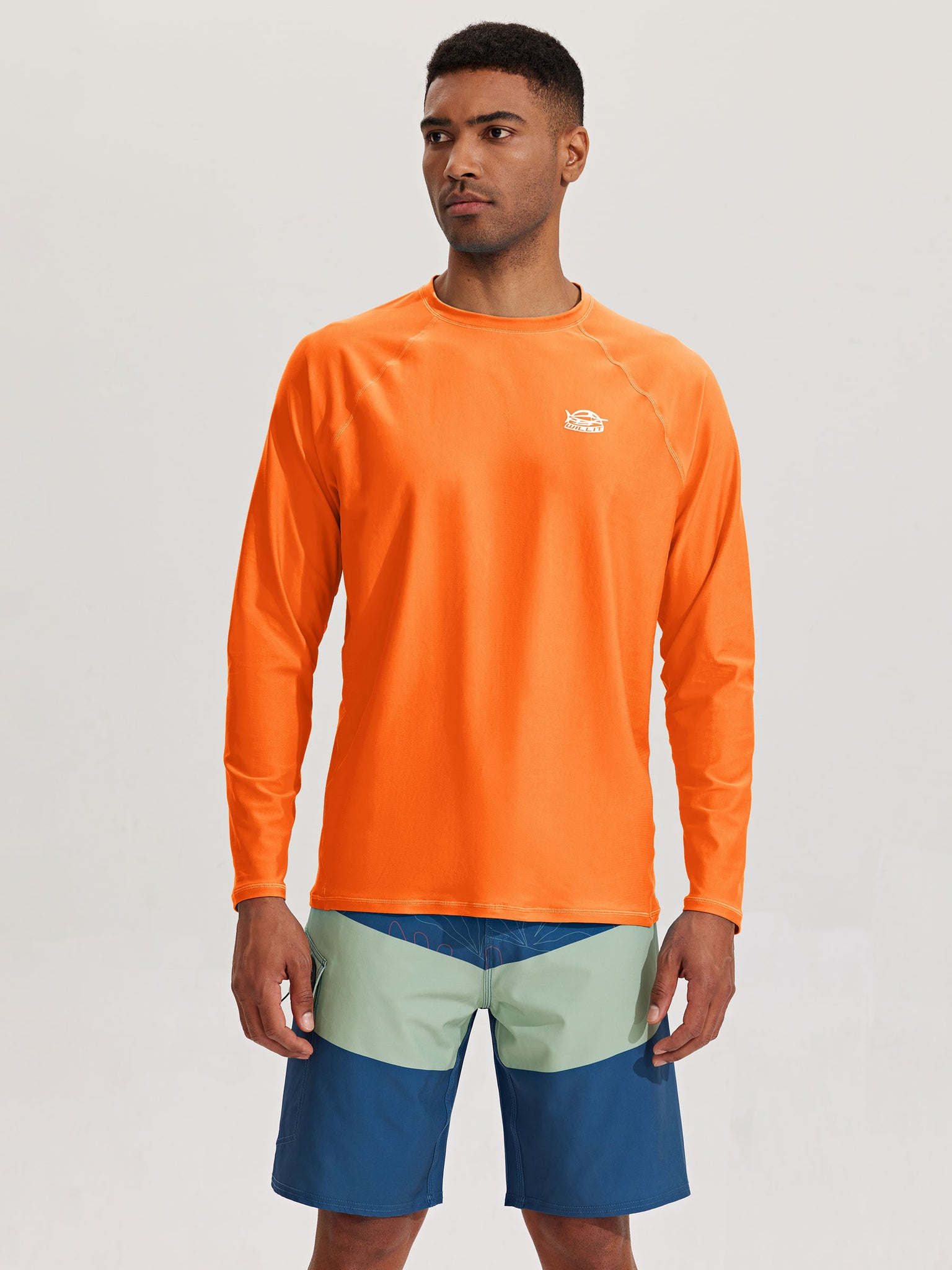 Men's Sun Protection Long Sleeve Shirt_Orange_model2