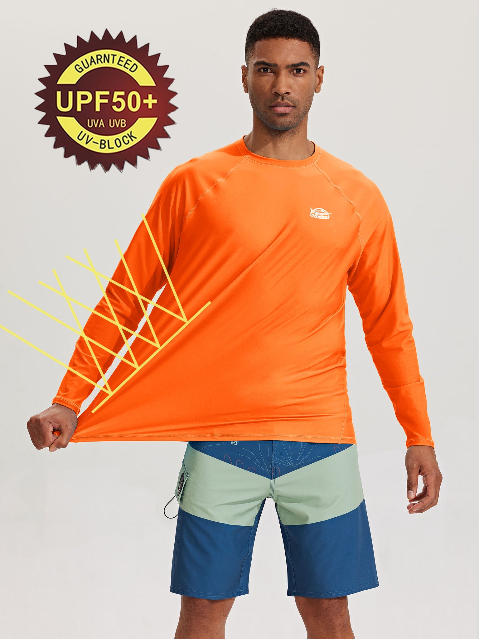 Men's Sun Protection Long Sleeve Shirt_Orange_model4