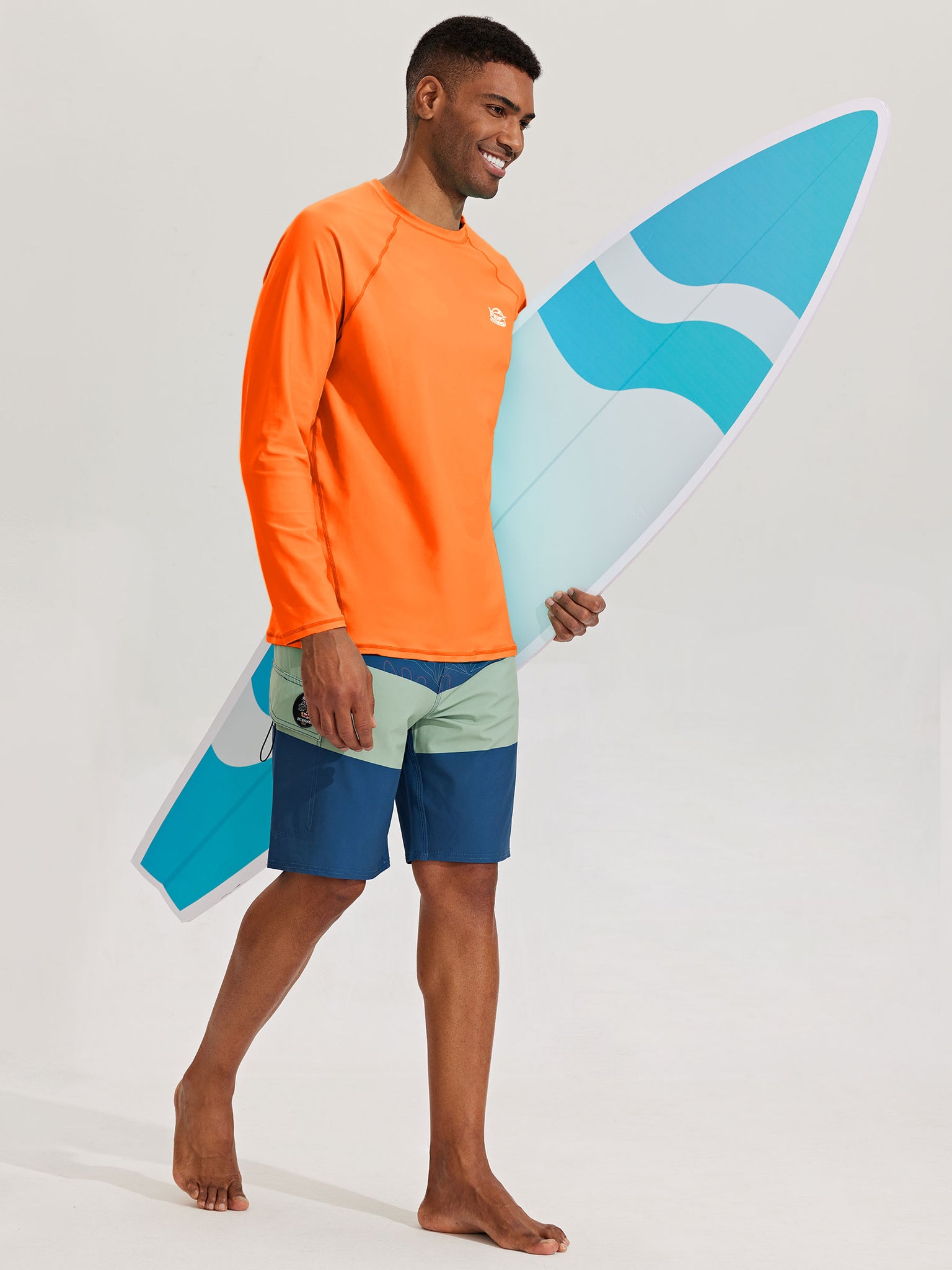 Men's Sun Protection Long Sleeve Shirt_Orange_model7