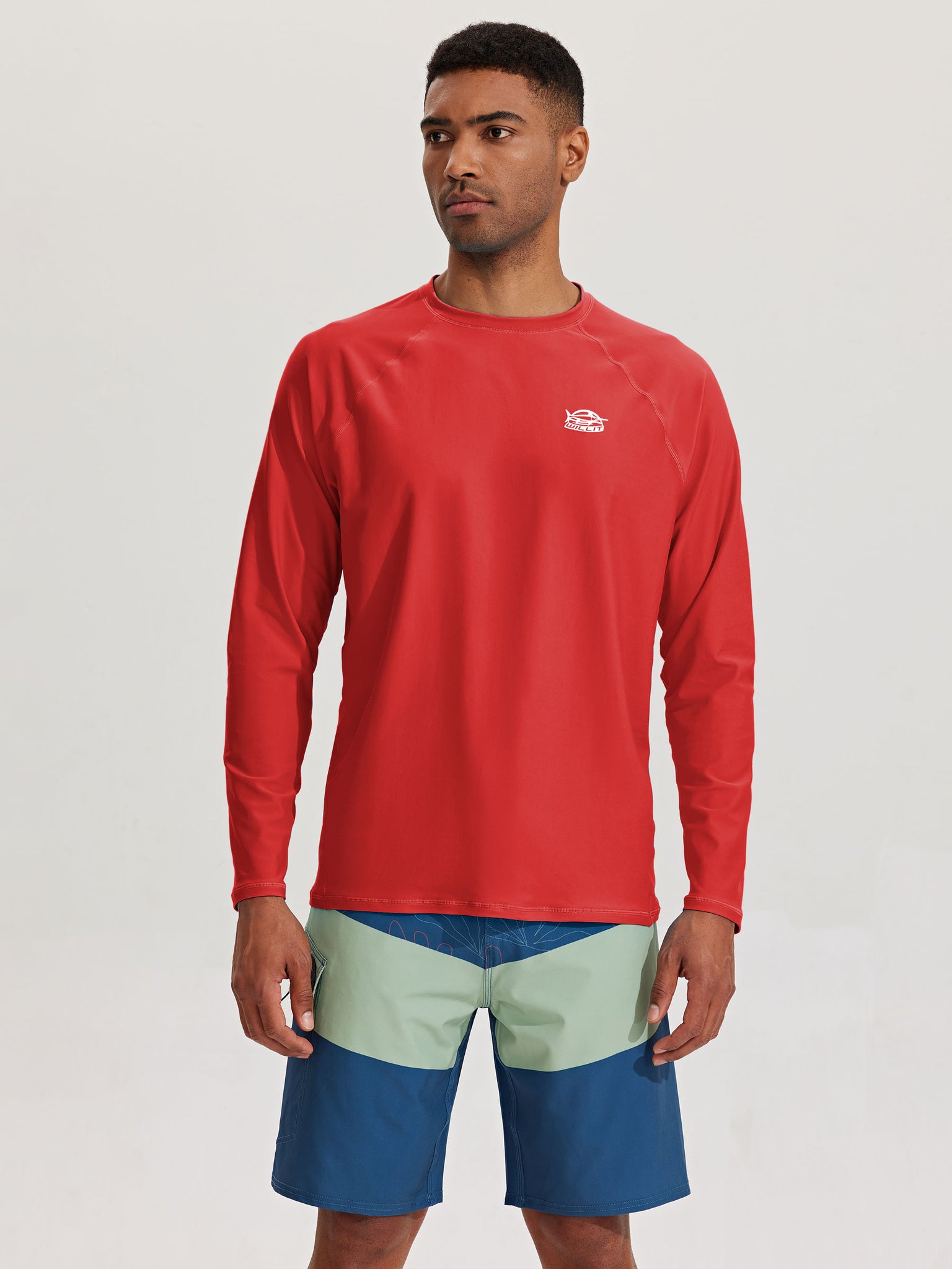 Men's Sun Protection Long Sleeve Shirt_Red_model2