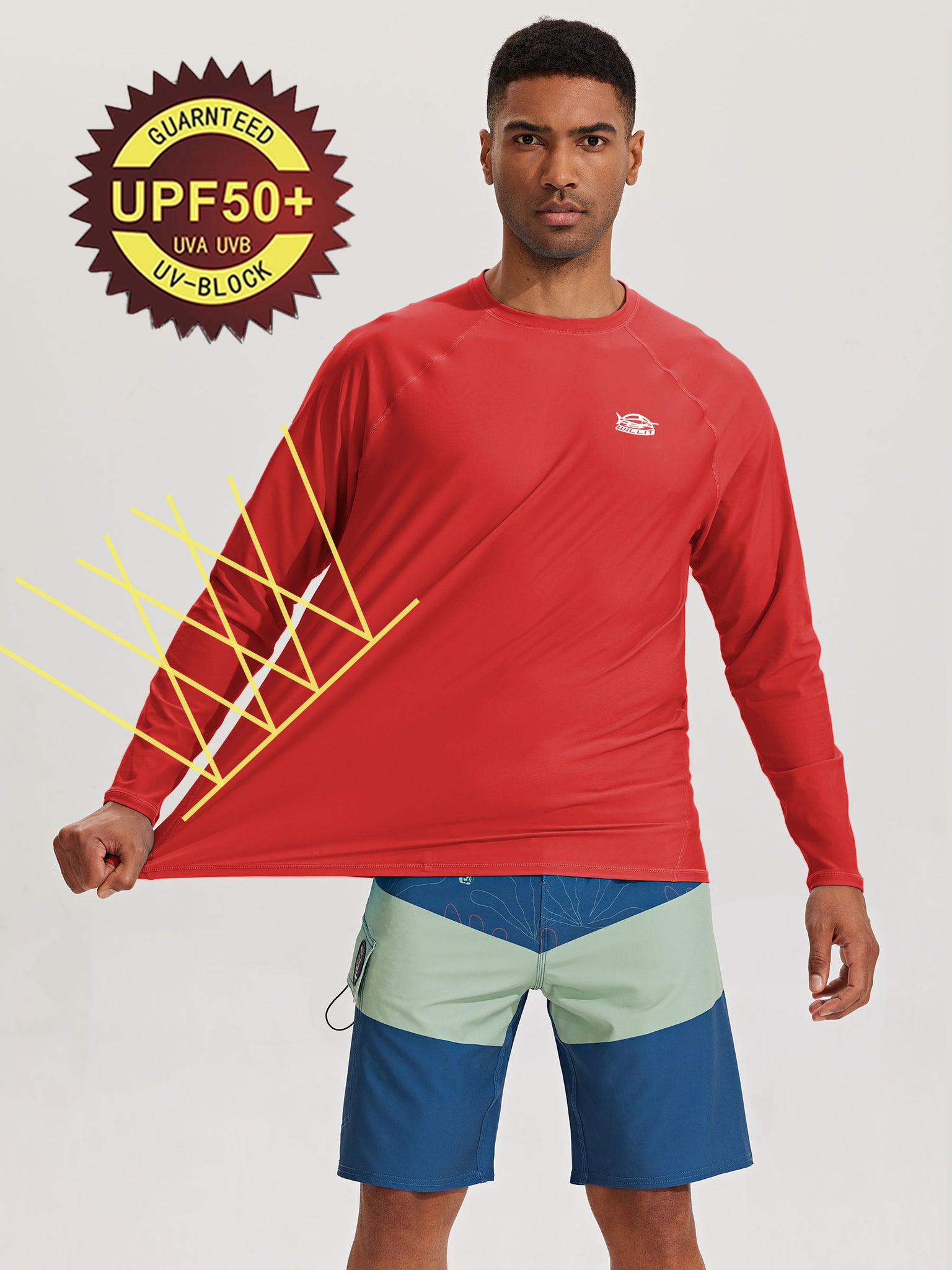 Men's Sun Protection Long Sleeve Shirt_Red_model4