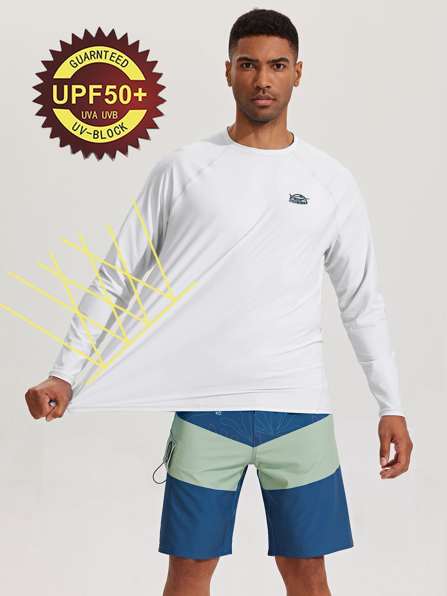 Men's Sun Protection Long Sleeve Shirt_White_model4