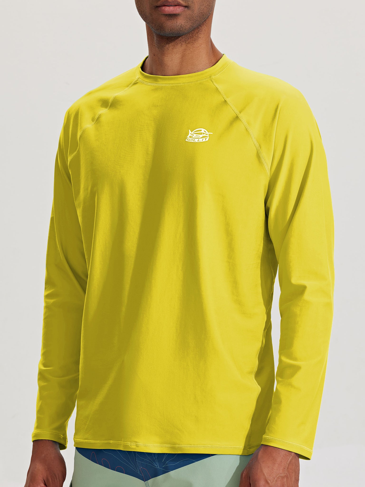 Men's Sun Protection Long Sleeve Shirt_Yellow_model1