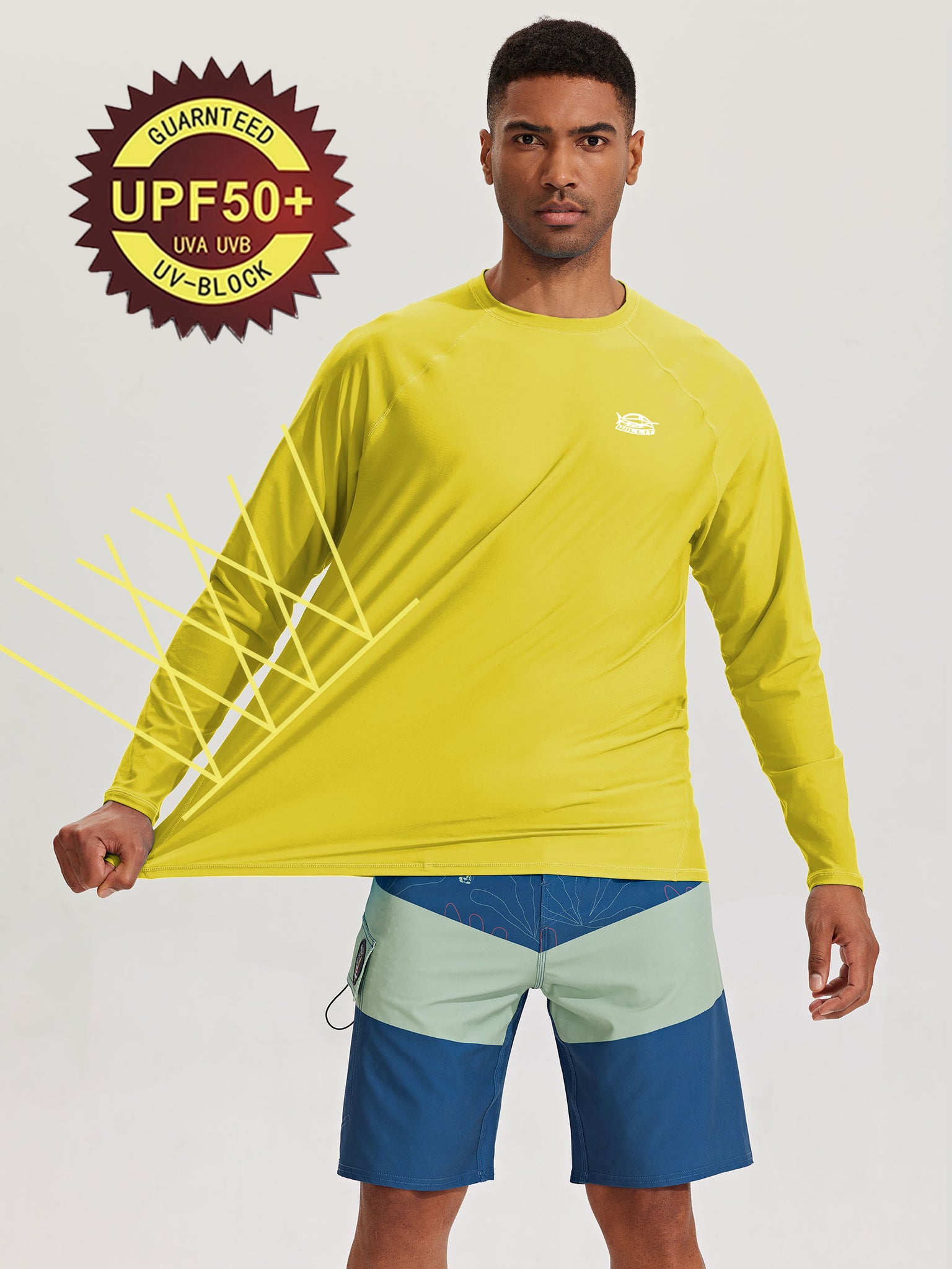 Men's Sun Protection Long Sleeve Shirt_Yellow_model4