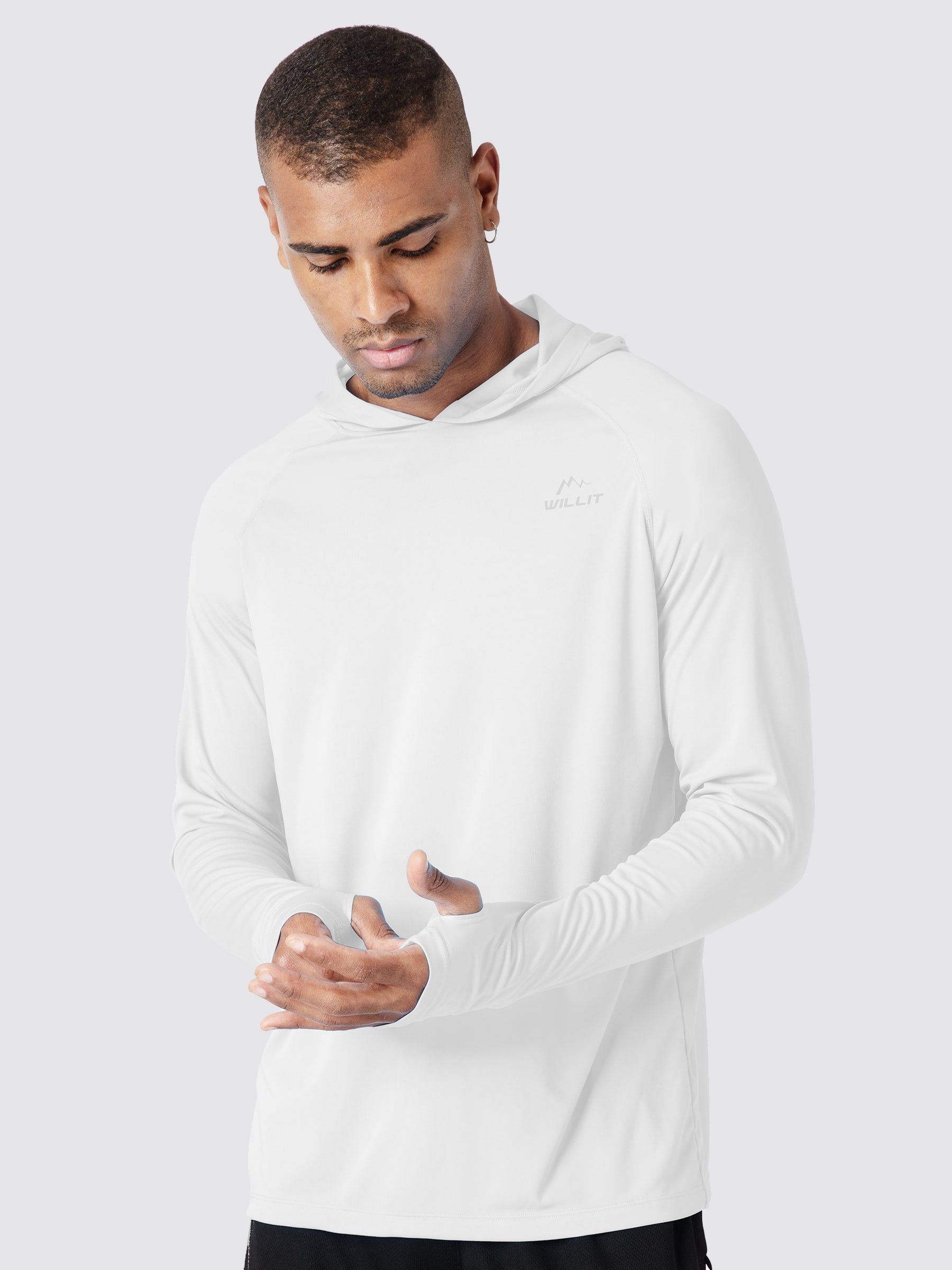 Willit Men s Sun Protection Thumbhole Shirts with Hood