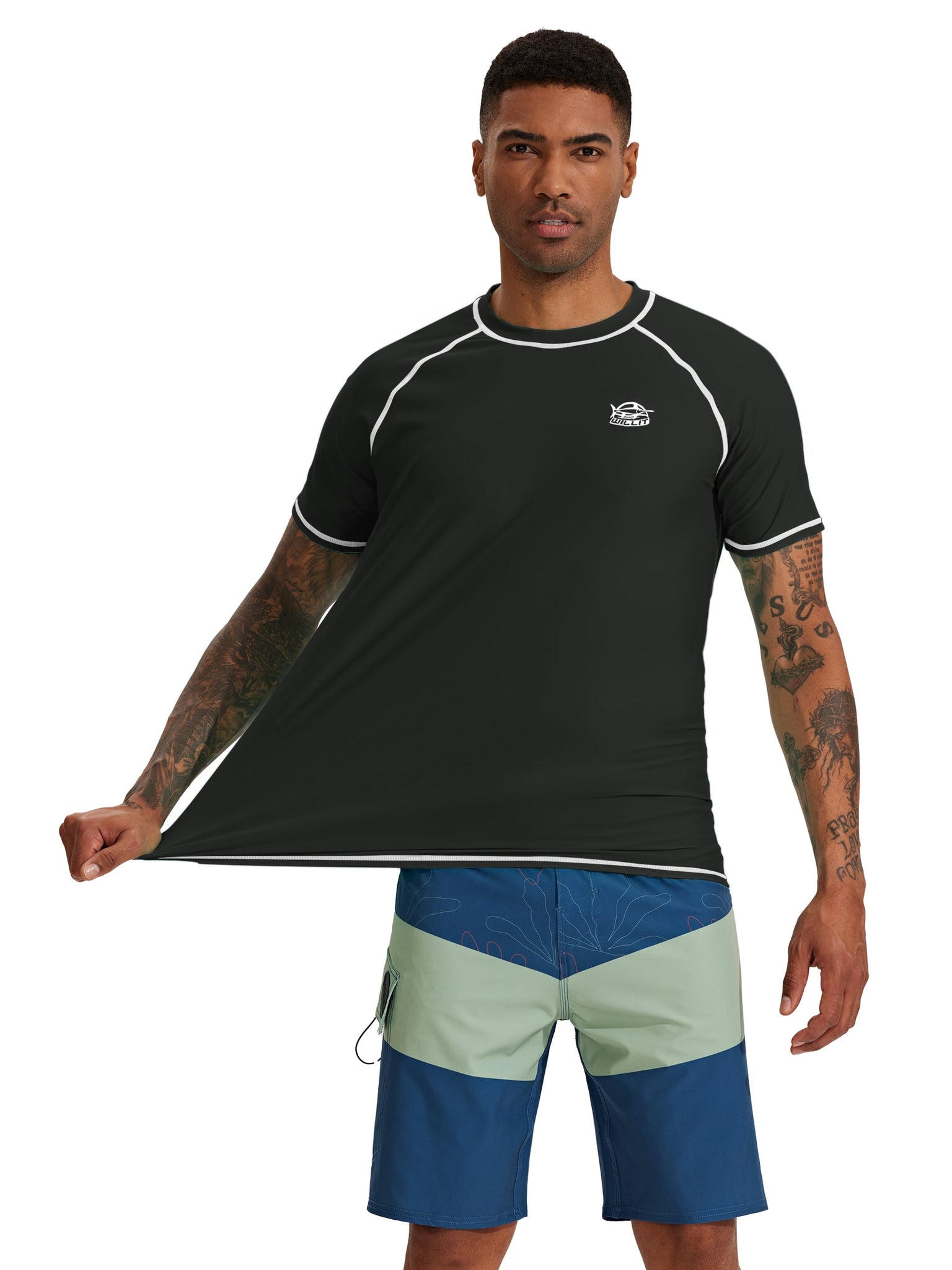 Men's Sun Protection Short Sleeve Shirt_Black_model2