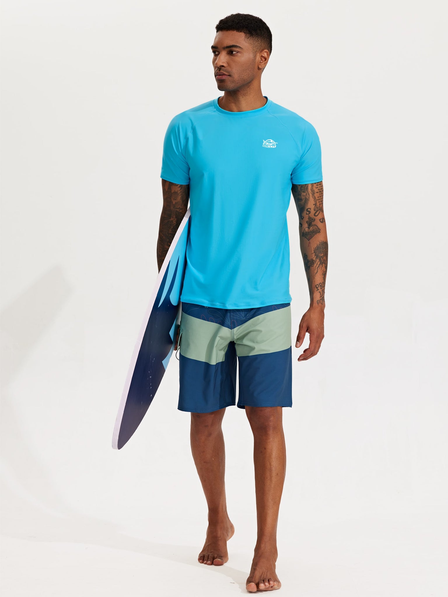 Men's Sun Protection Short Sleeve Shirt_Blue_model2