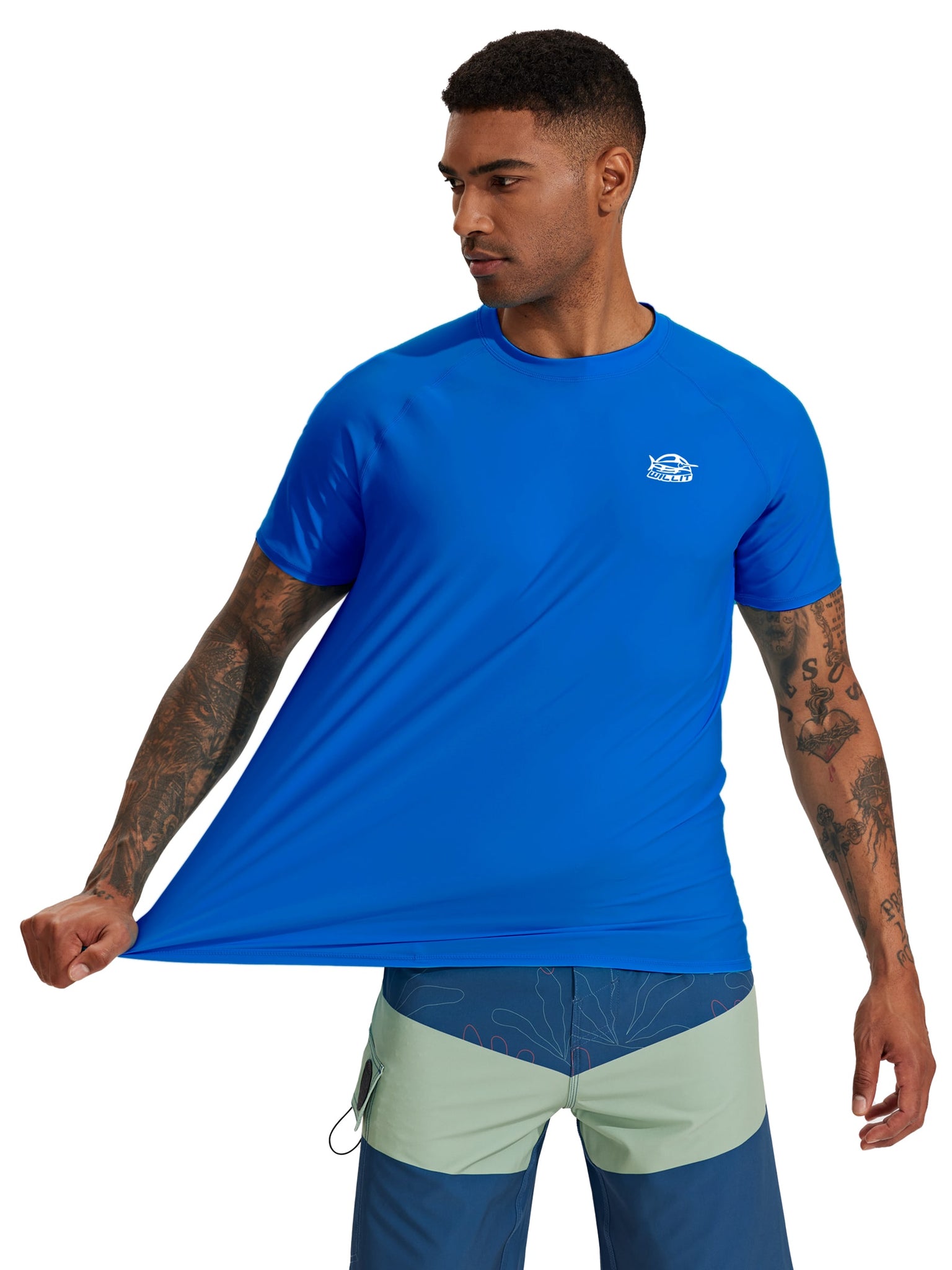 Men's Sun Protection Short Sleeve Shirt_BrilliantBlue_model1