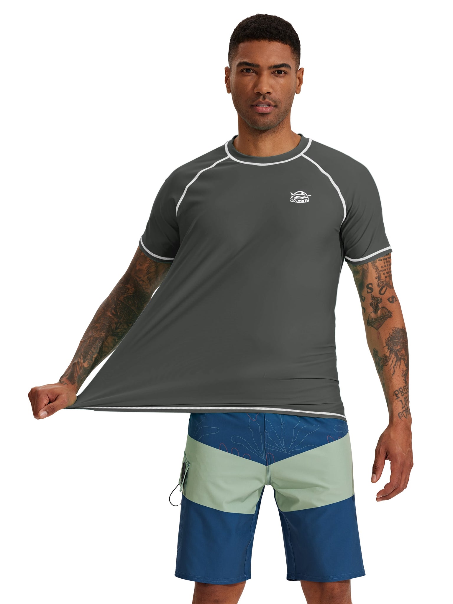 Men's Sun Protection Short Sleeve Shirt_DeepGray_model3