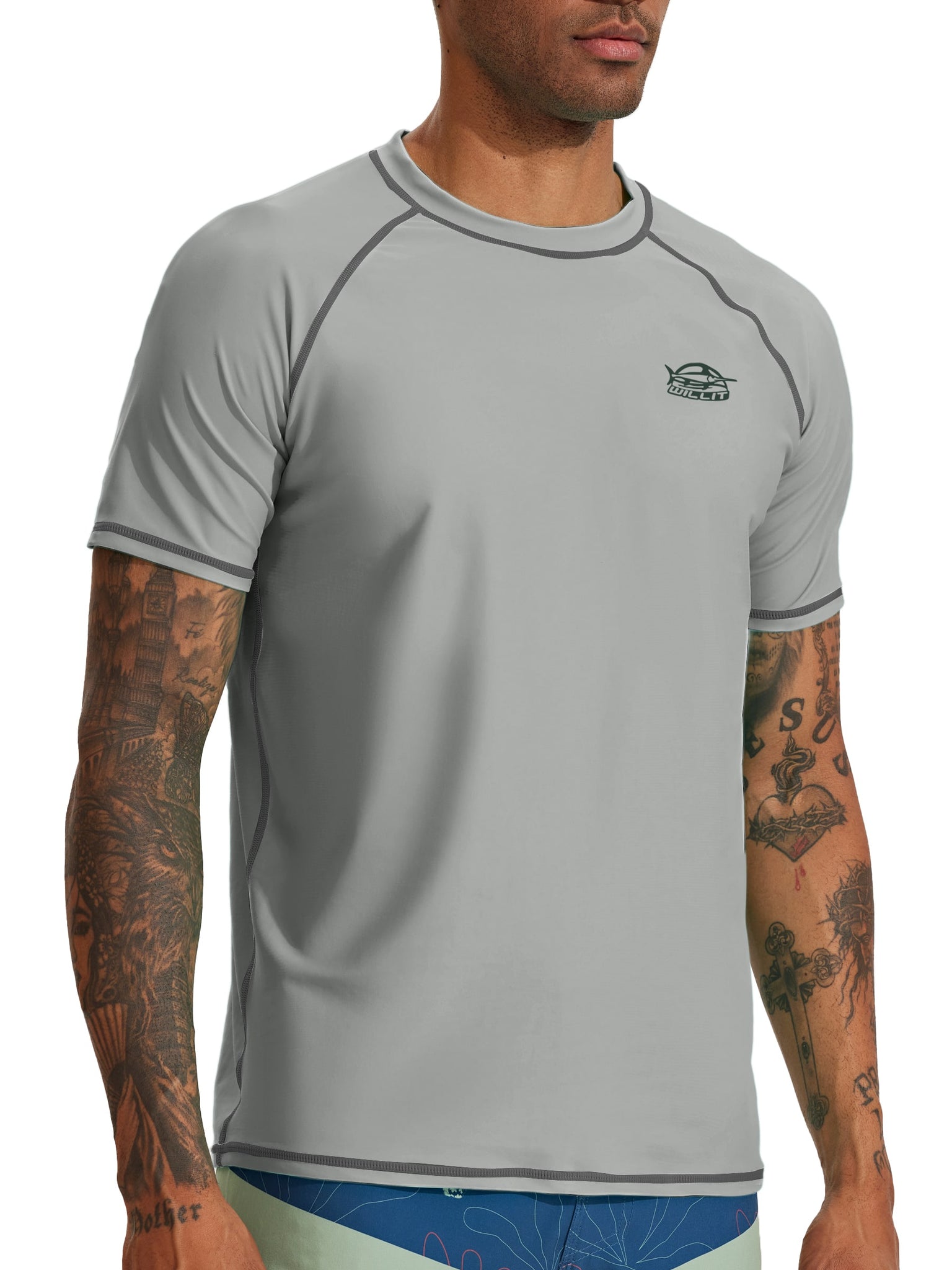 Men's Sun Protection Short Sleeve Shirt_Gray_model2