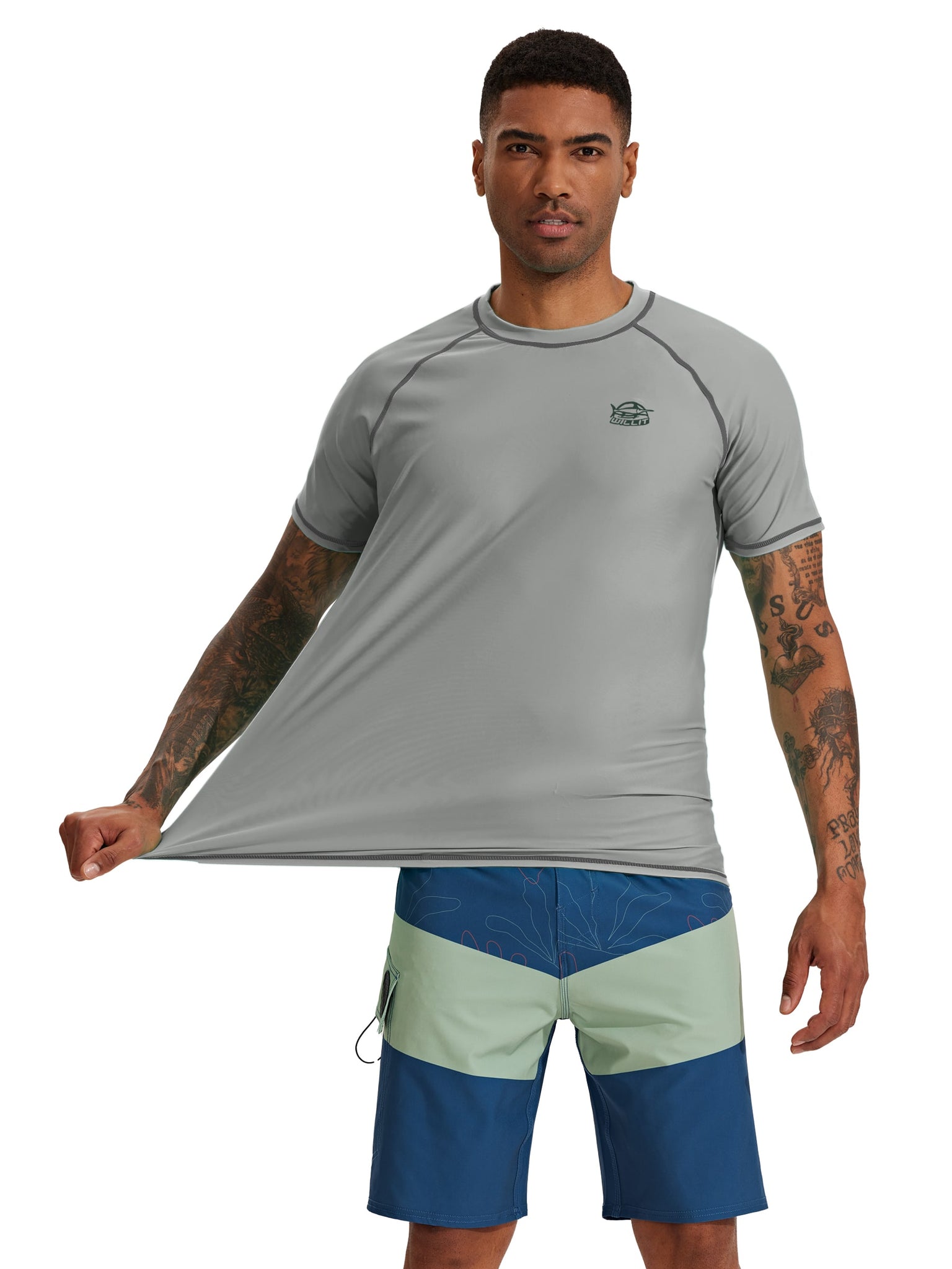 Men's Sun Protection Short Sleeve Shirt_Gray_model1