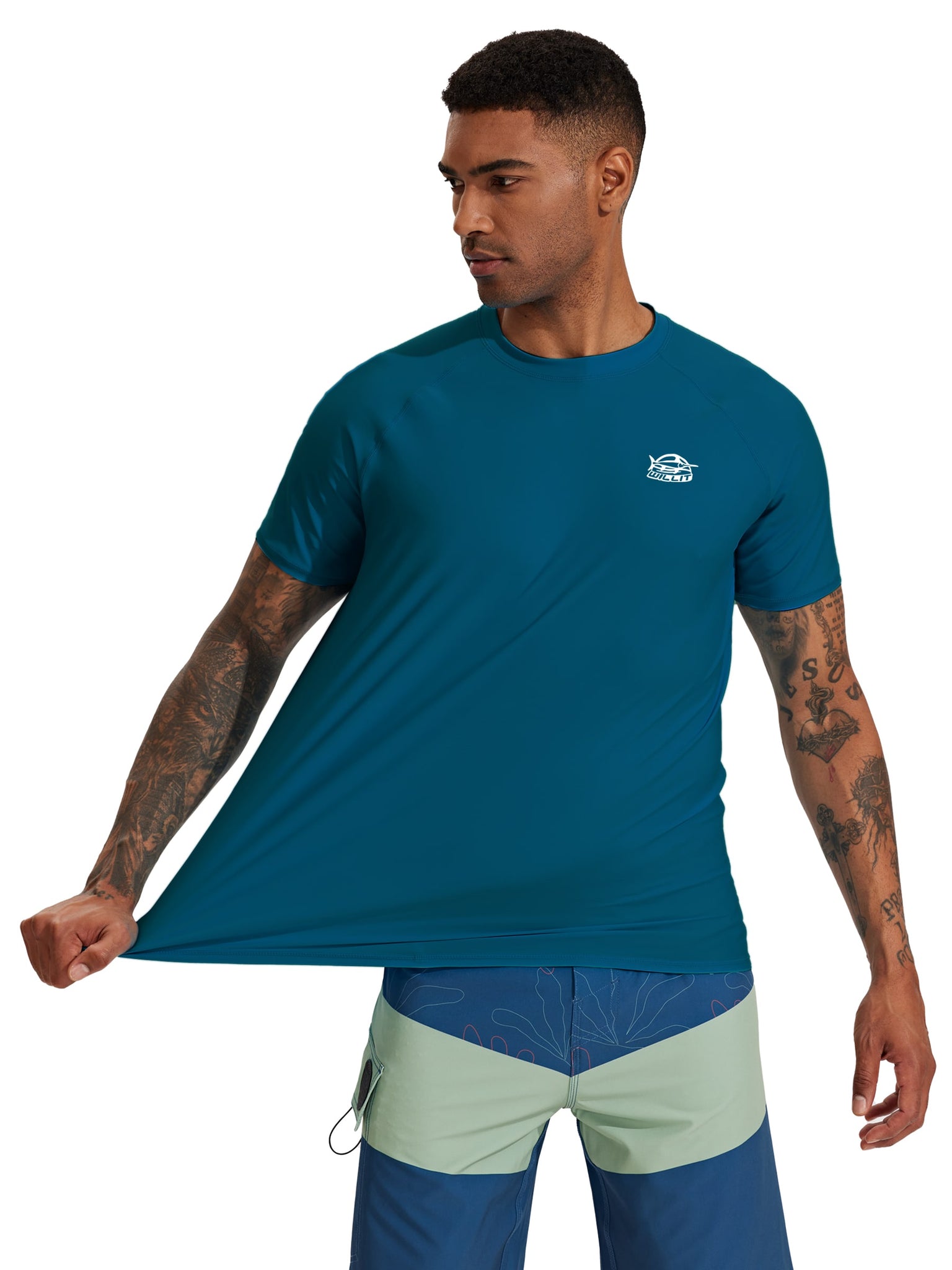Men's Sun Protection Short Sleeve Shirt_Navy_model1