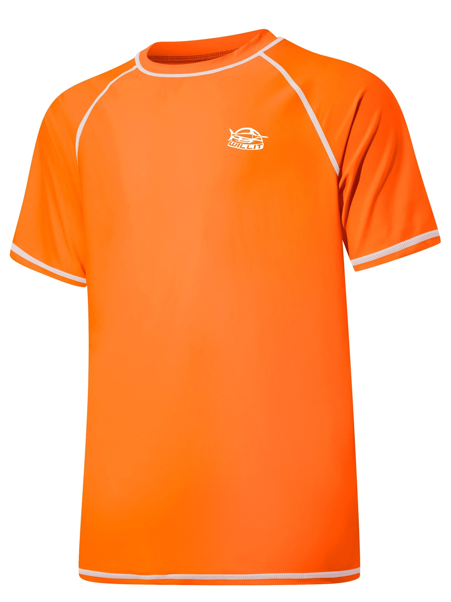 Men's Sun Protection Short Sleeve Shirt_Orange_laydown1