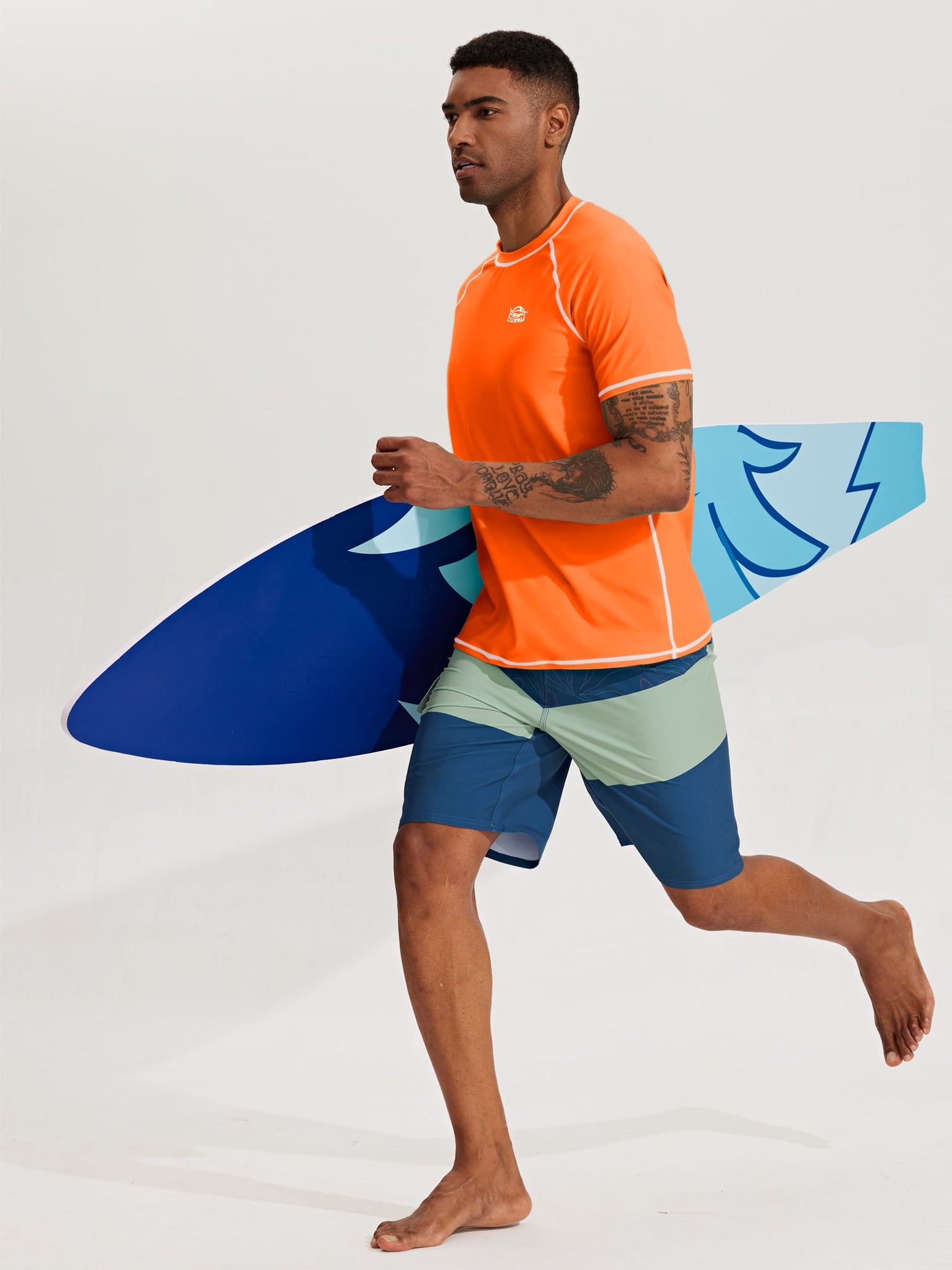 Men's Sun Protection Short Sleeve Shirt_Orange_model2