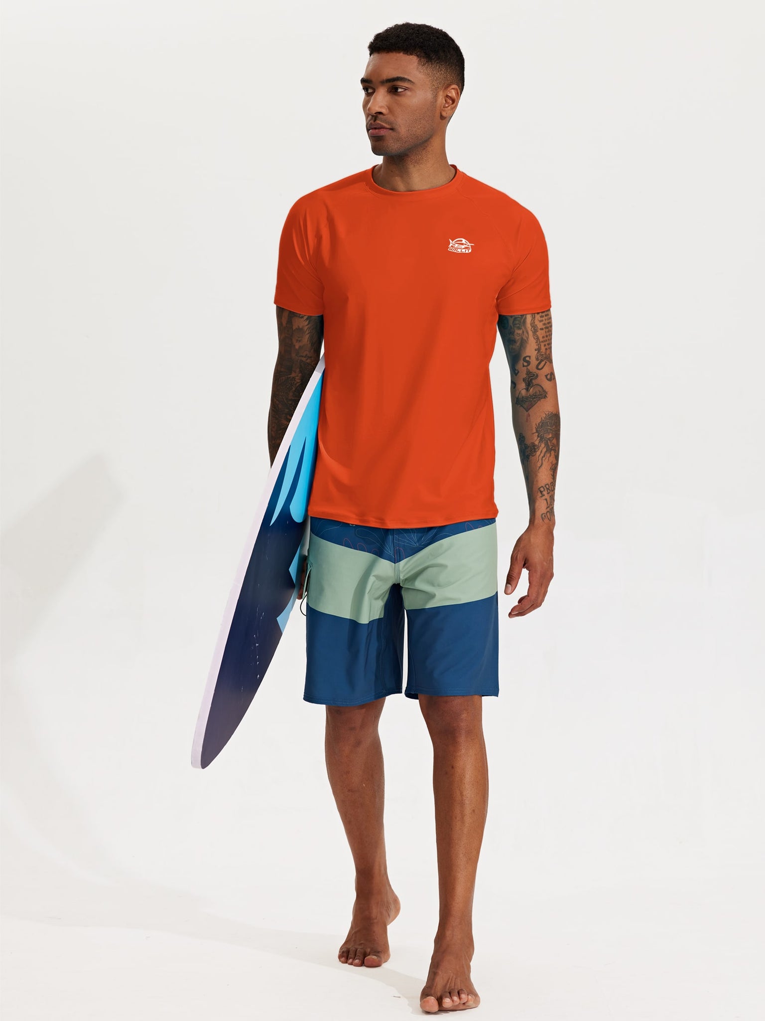Men's Sun Protection Short Sleeve Shirt_Tangerine_model2