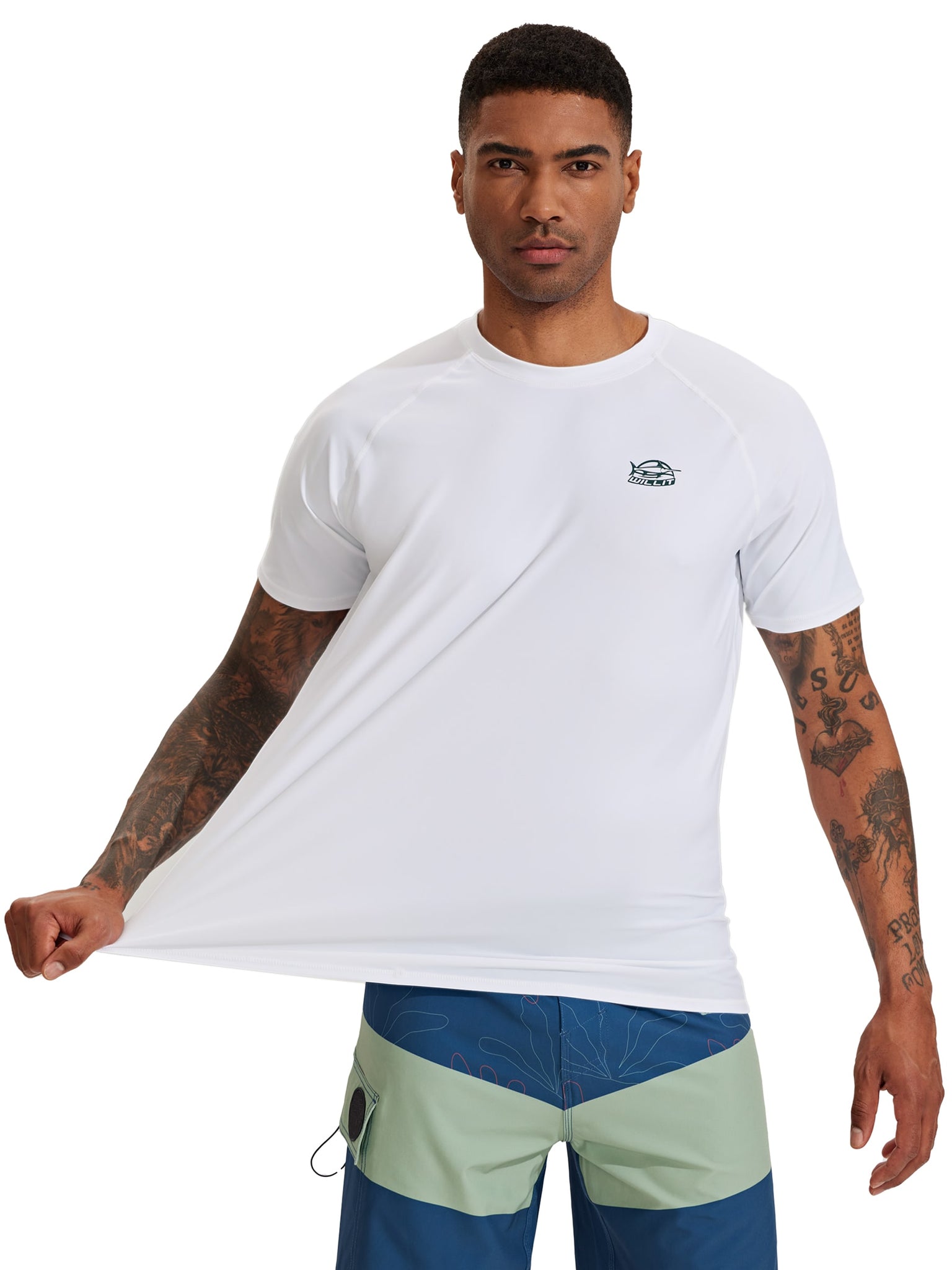 Men's Sun Protection Short Sleeve Shirt_White_model2