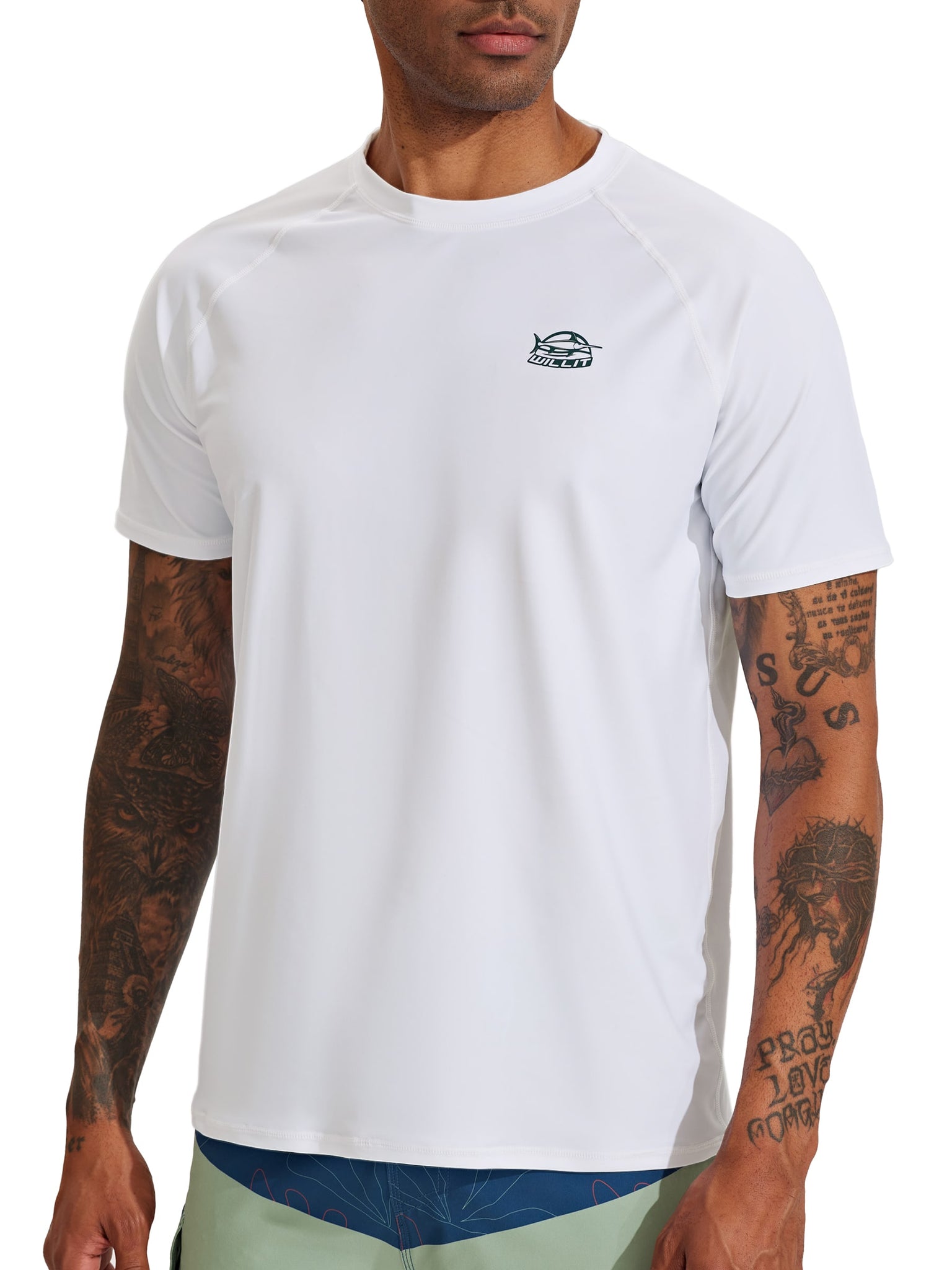 Men's Sun Protection Short Sleeve Shirt_White_model1