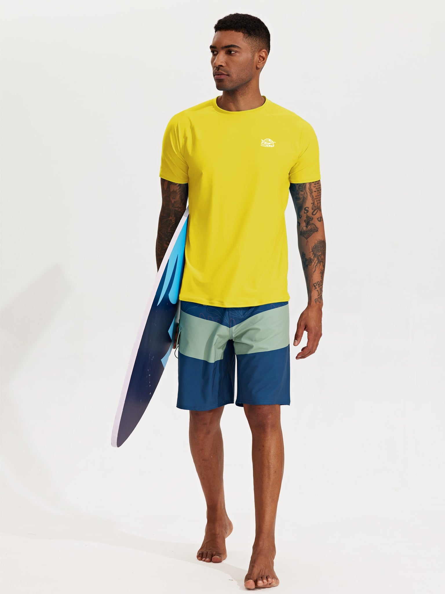 Men's Sun Protection Short Sleeve Shirt_Yellow_model2
