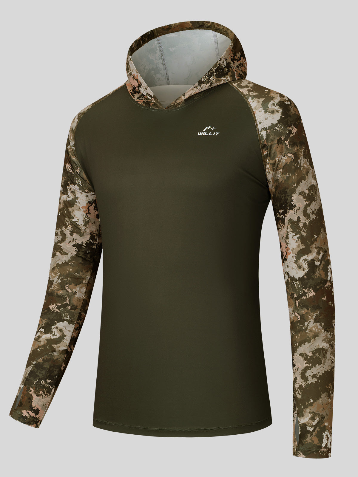 Willit Men's UPF 50+ Hooded Sun Shirt in Camo
