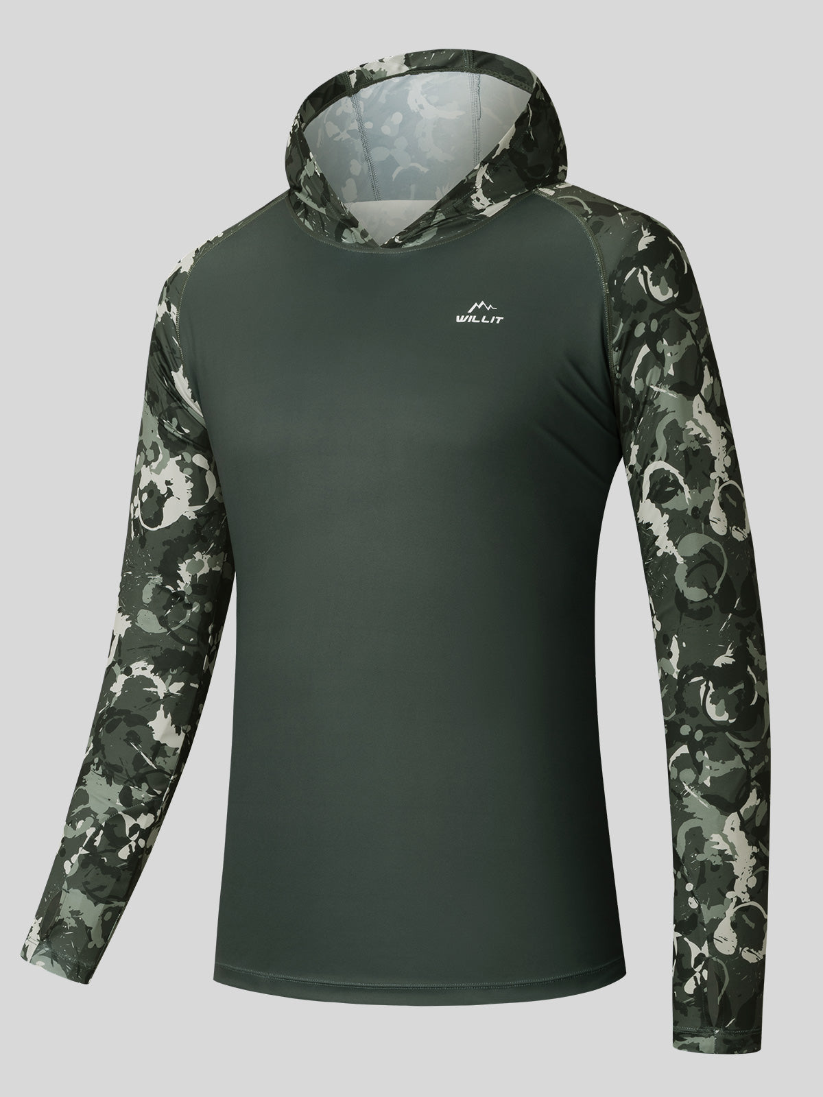 Willit Men's UPF 50+ Hooded Sun Shirt in Camo