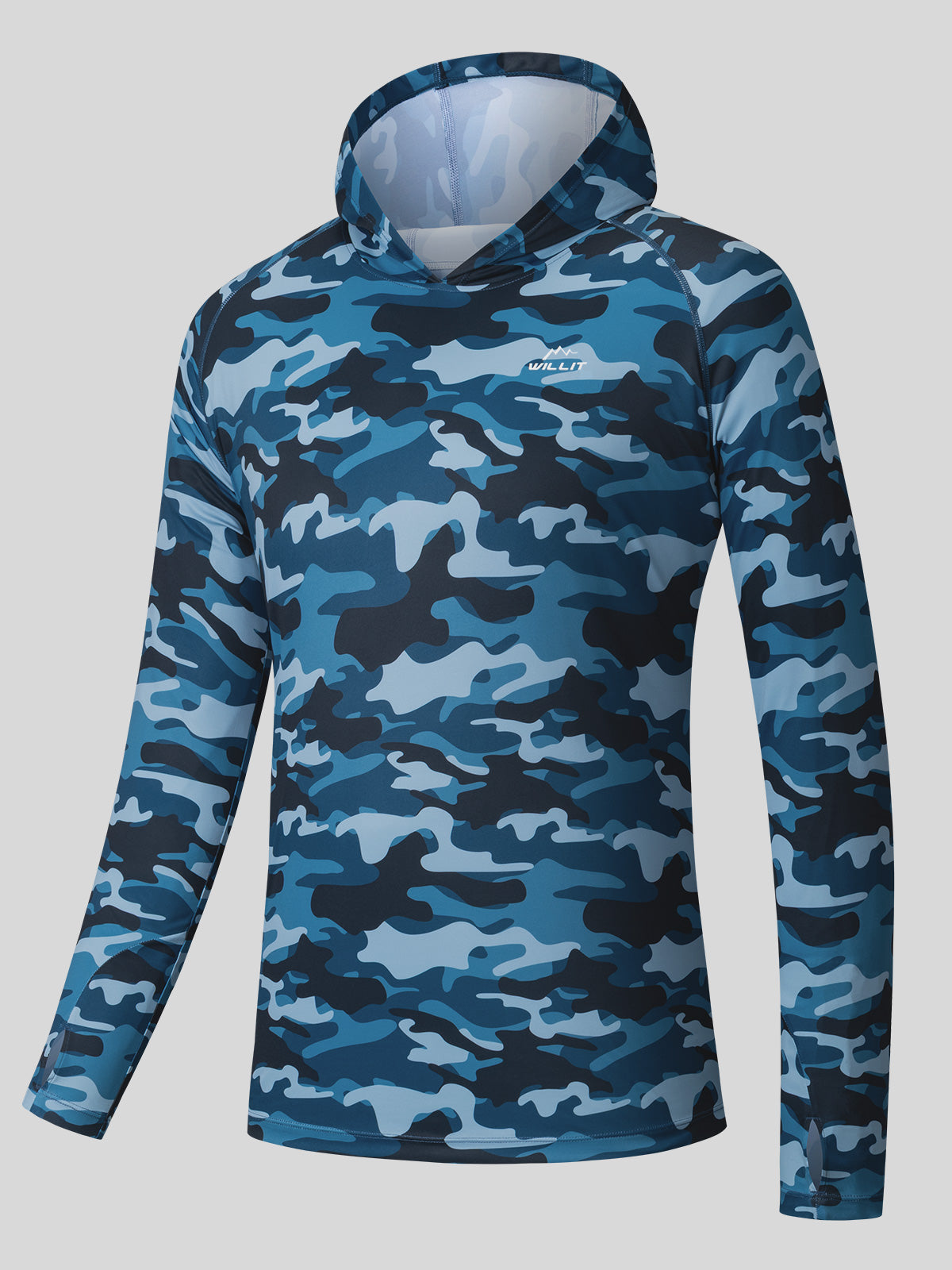Willit Men's UPF 50+ Hooded Sun Shirt in Camo