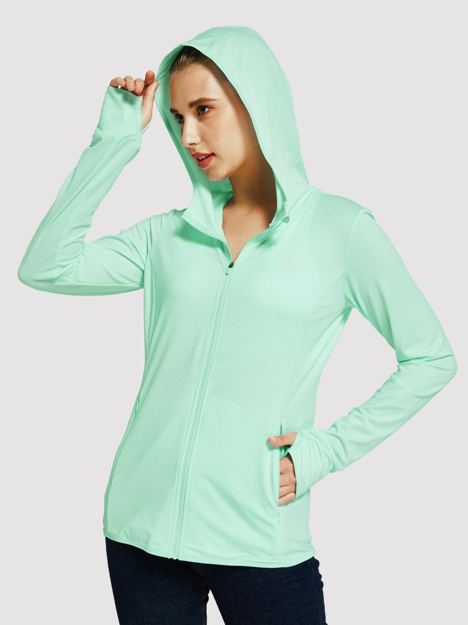 Willit Women's Outdoor Sun Protection Jacket Full Zip_Mint_model1