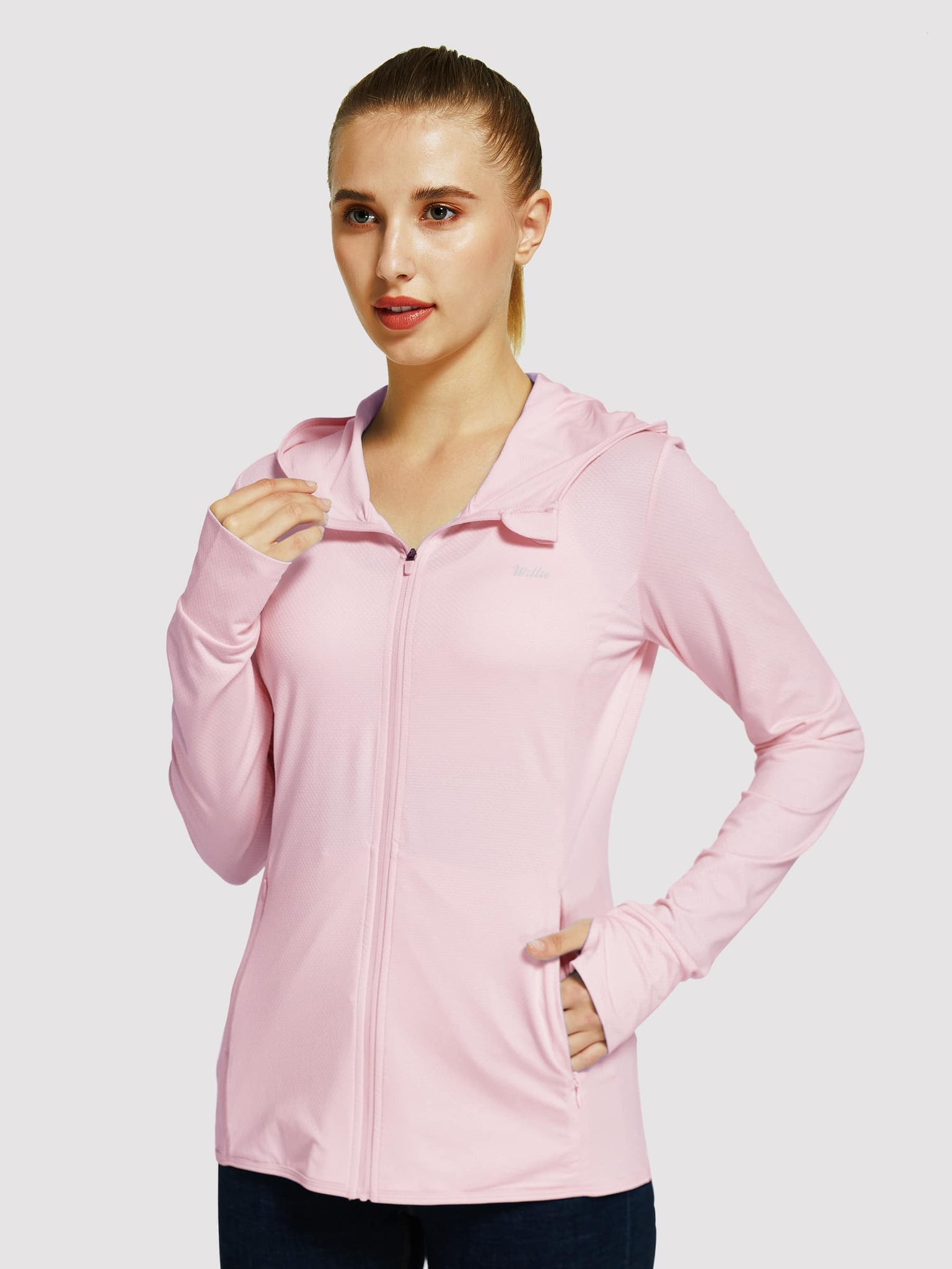 Willit Women's Outdoor Sun Protection Jacket Full Zip_Pink_model4