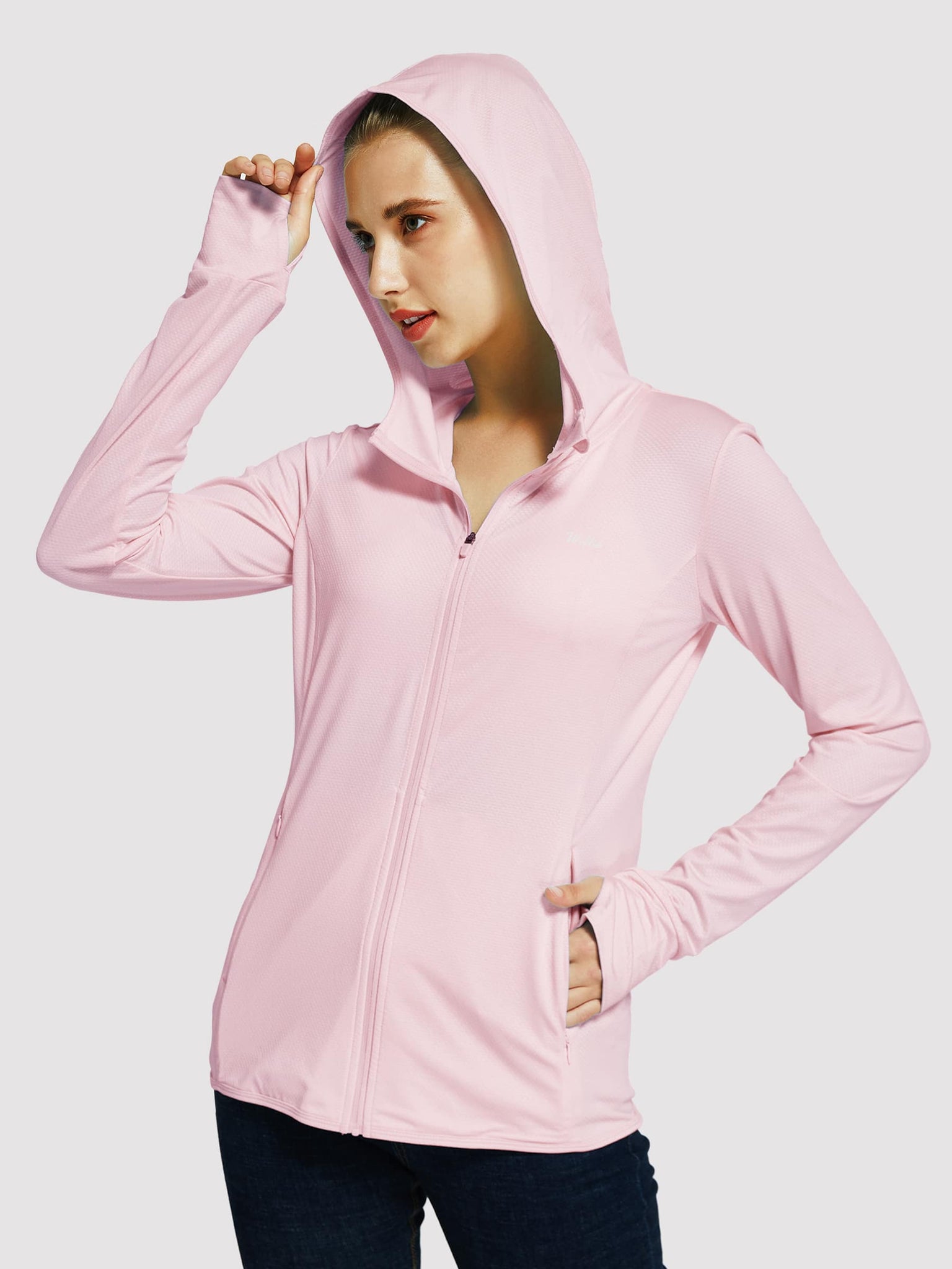 Willit Women's Outdoor Sun Protection Jacket Full Zip_Pink_model1