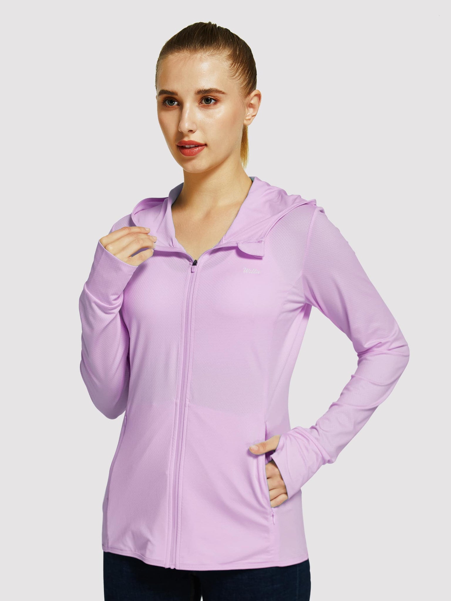 Willit Women's Outdoor Sun Protection Jacket Full Zip_Purple_model4