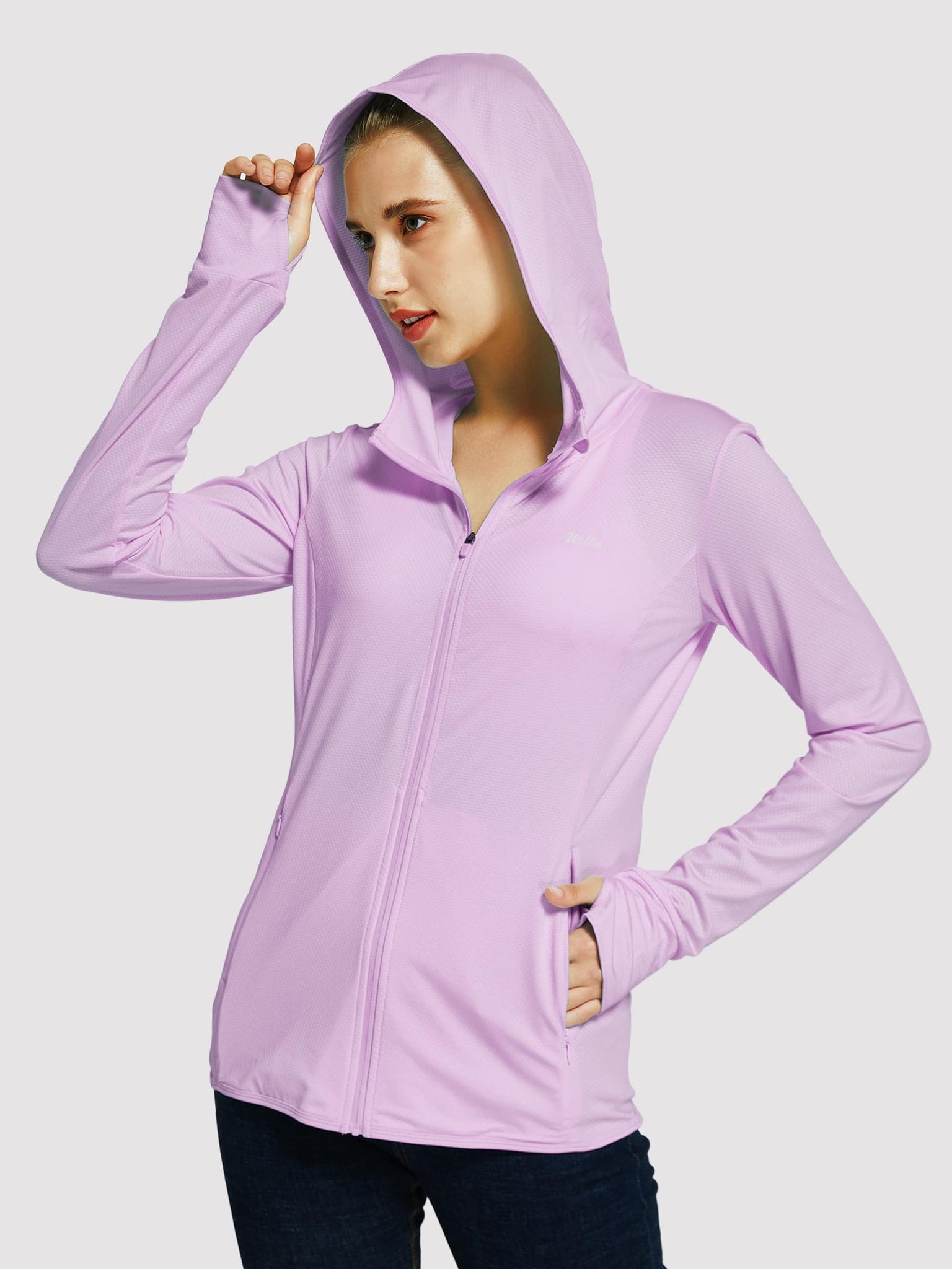 Willit Women's Outdoor Sun Protection Jacket Full Zip_Purple_model1