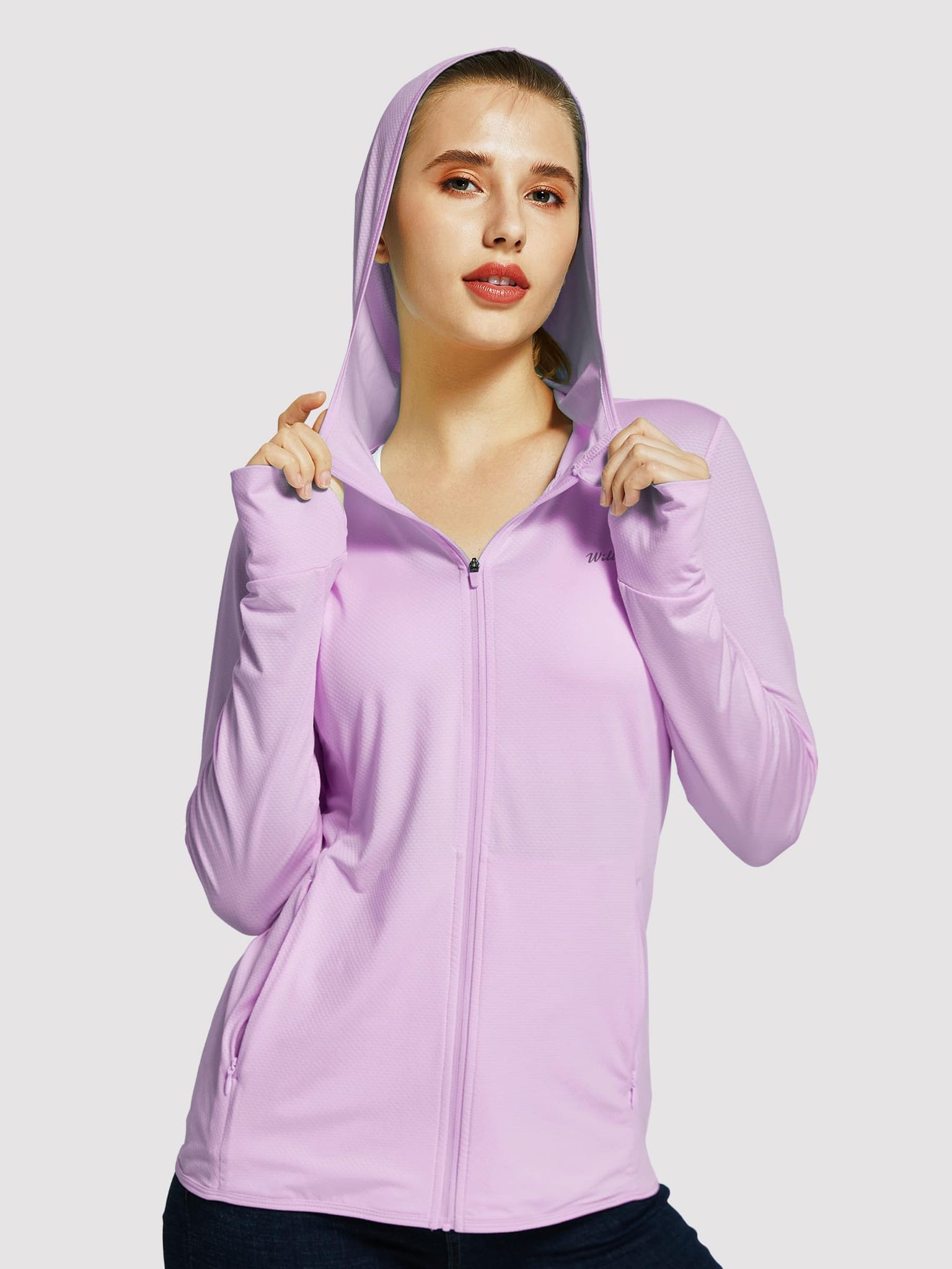 Willit Women's Outdoor Sun Protection Jacket Full Zip_Purple_model2