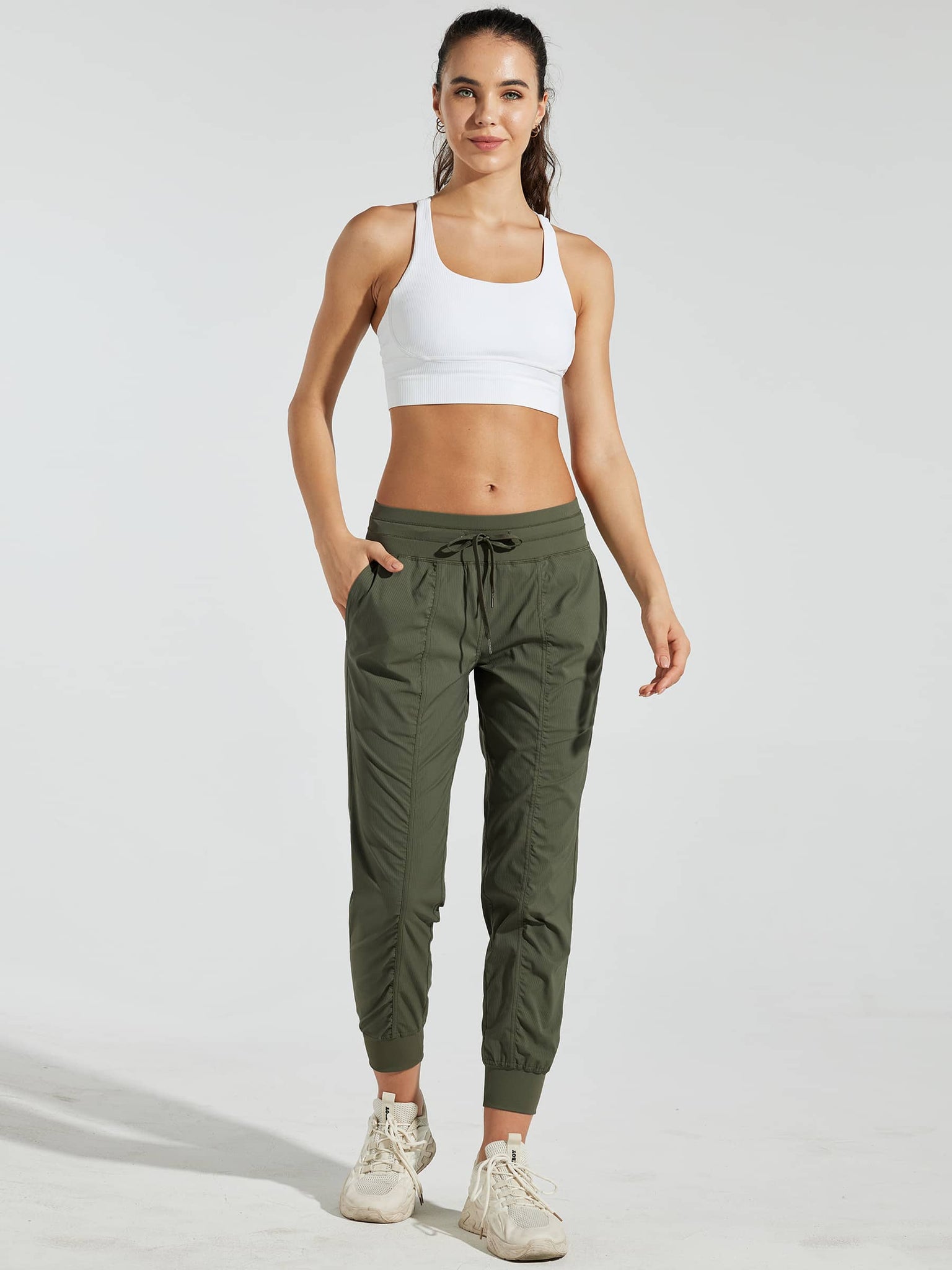 Willit Women's Casual Joggers_ArmyGreen_model5