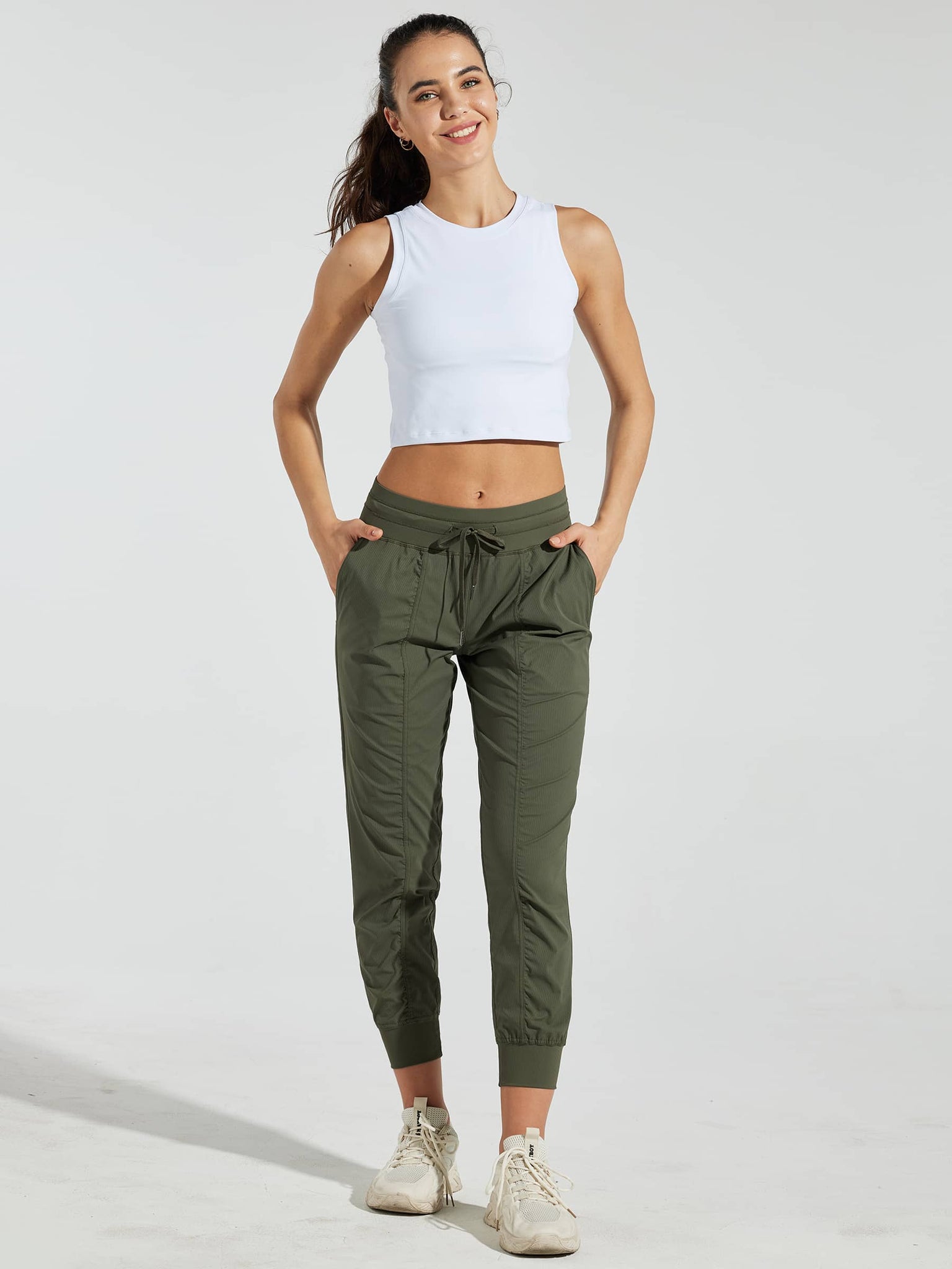 Willit Women's Casual Joggers_ArmyGreen_model6