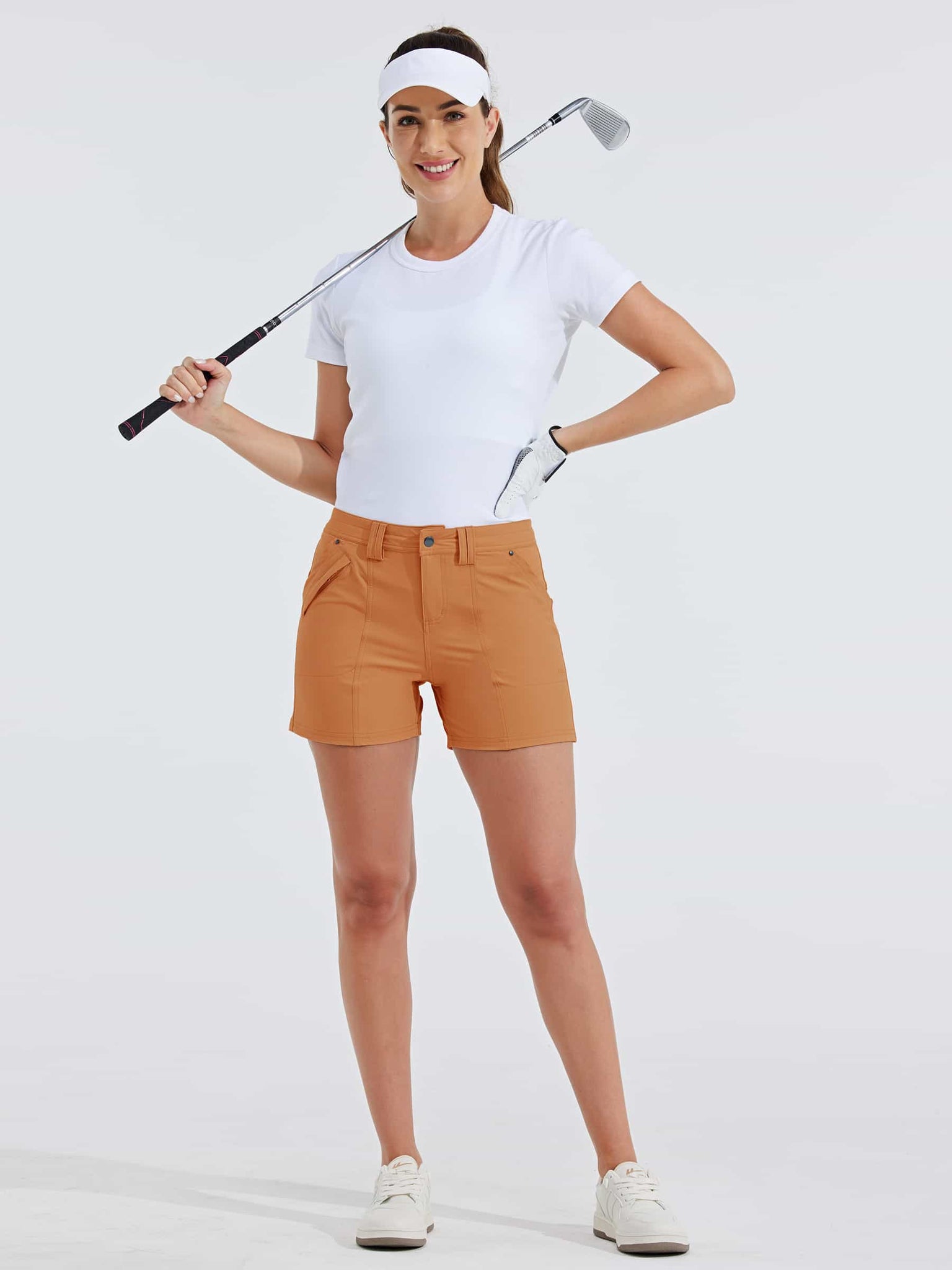 Women's Outdoor Golf Hiking Shorts_Copper_model