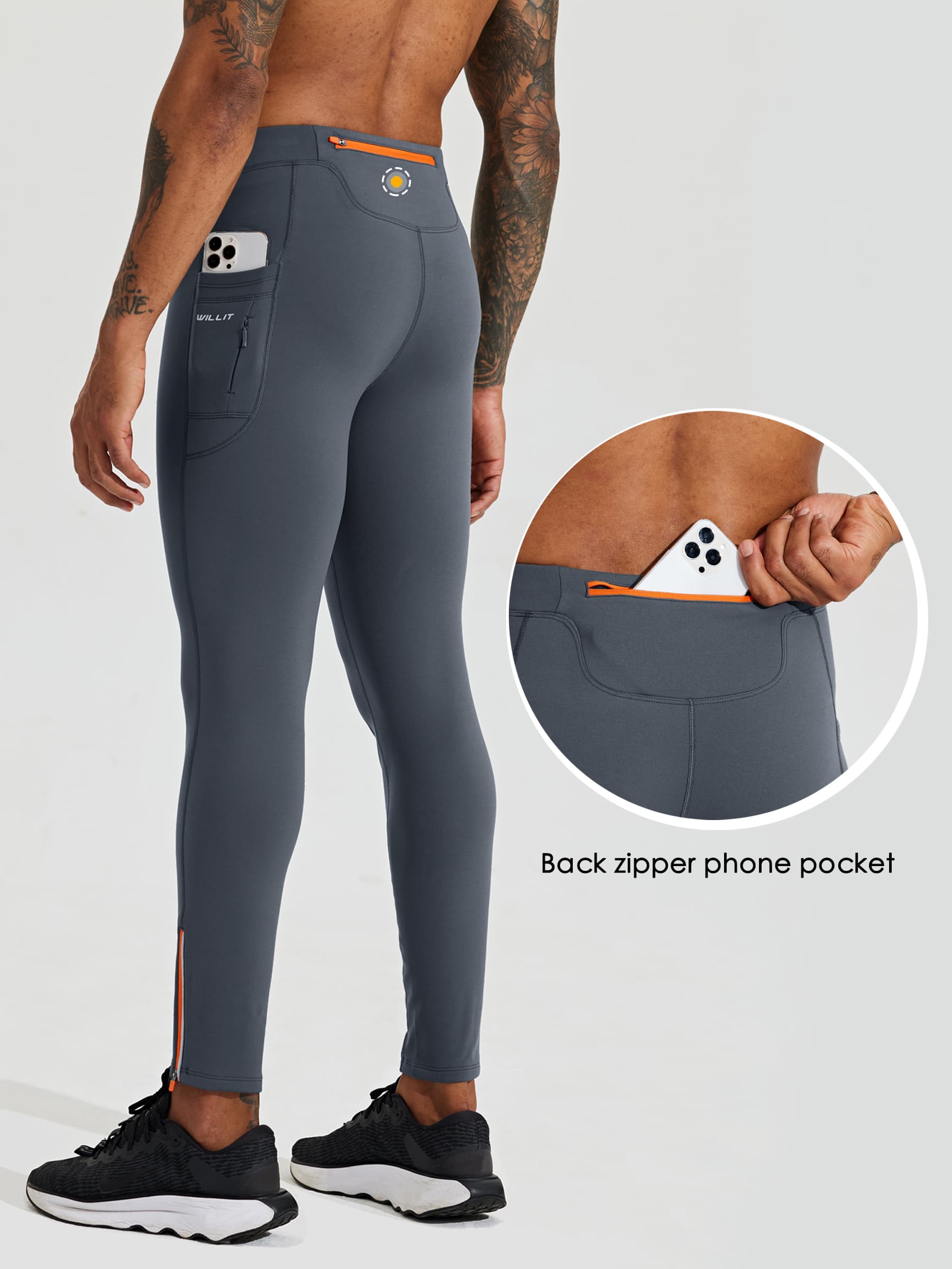 Mens running tights with cell phone pocket online